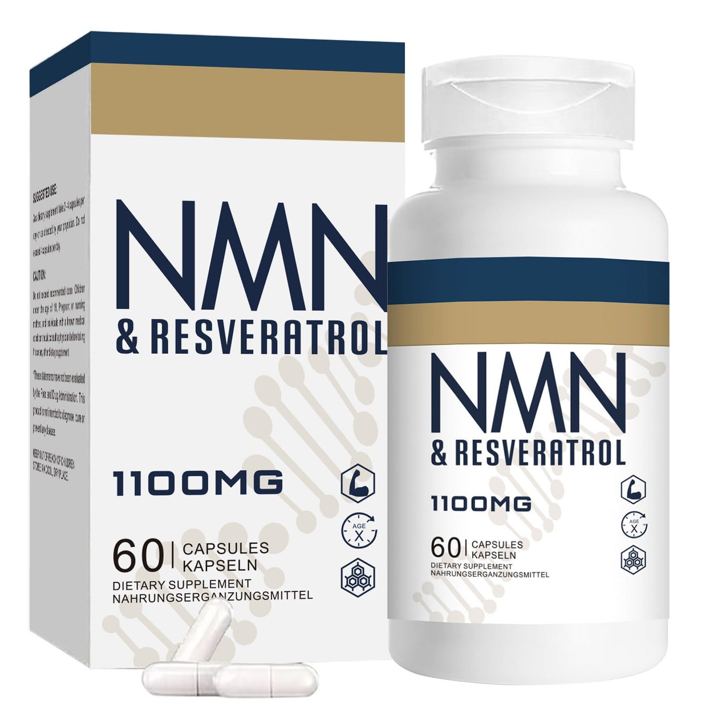 Jeaderly 1100mg NMN & Trans-Resveratrol, 3-in-1 Supplement Softgels, 60