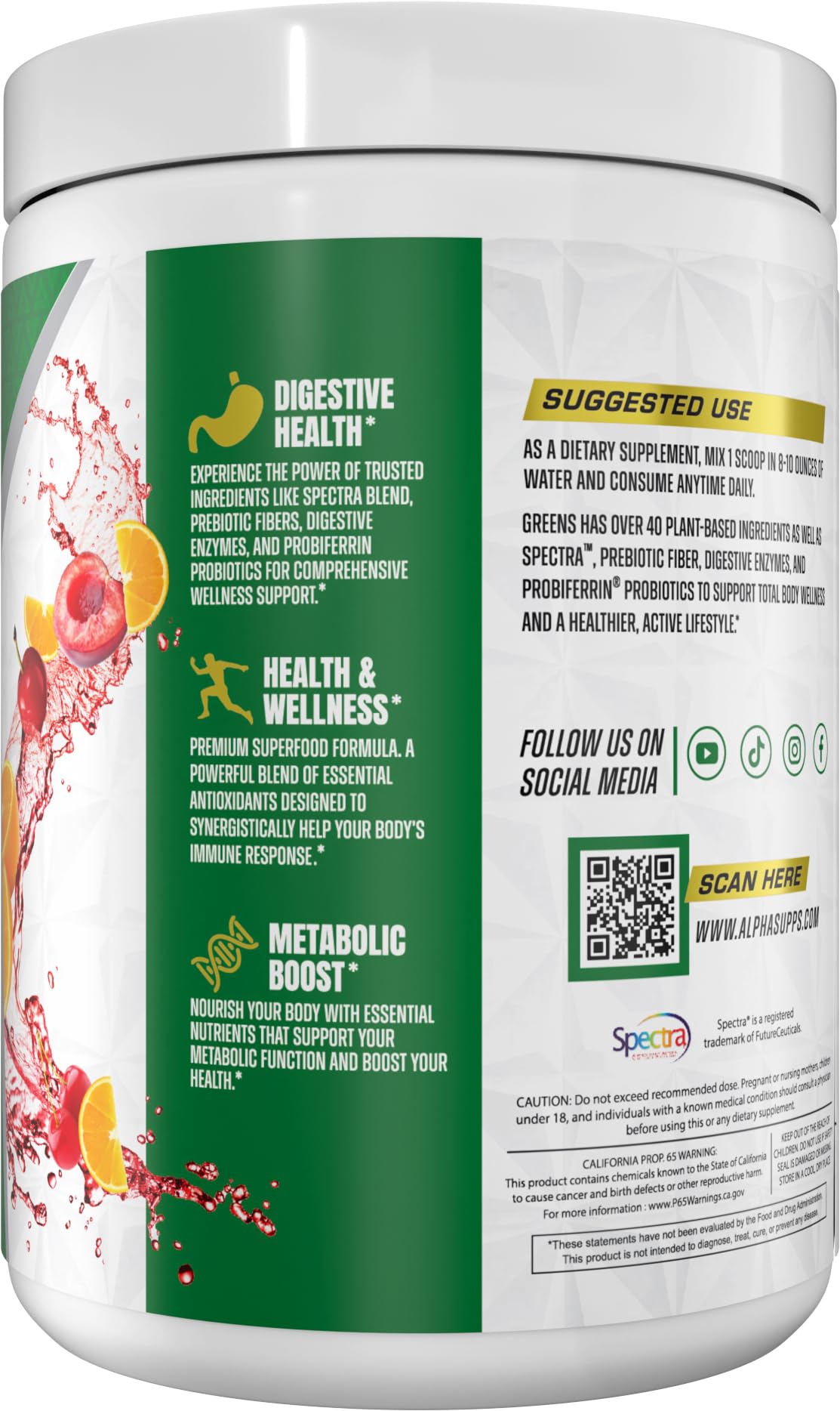 Alpha Supps Alpha Greens Supplement Powder 7.94 Ounces