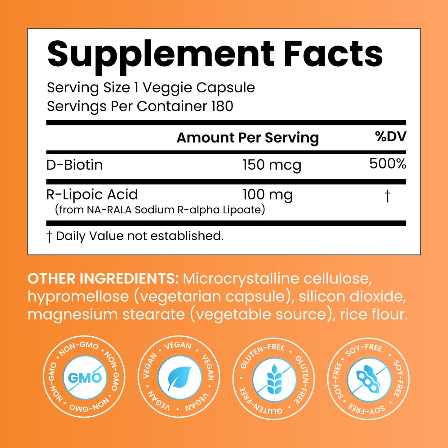 Doctor's BEST Stabilized R-Lipoic Acid Supplement 100 mg - R-Alpha Lipoic Acid, 180 Capsules