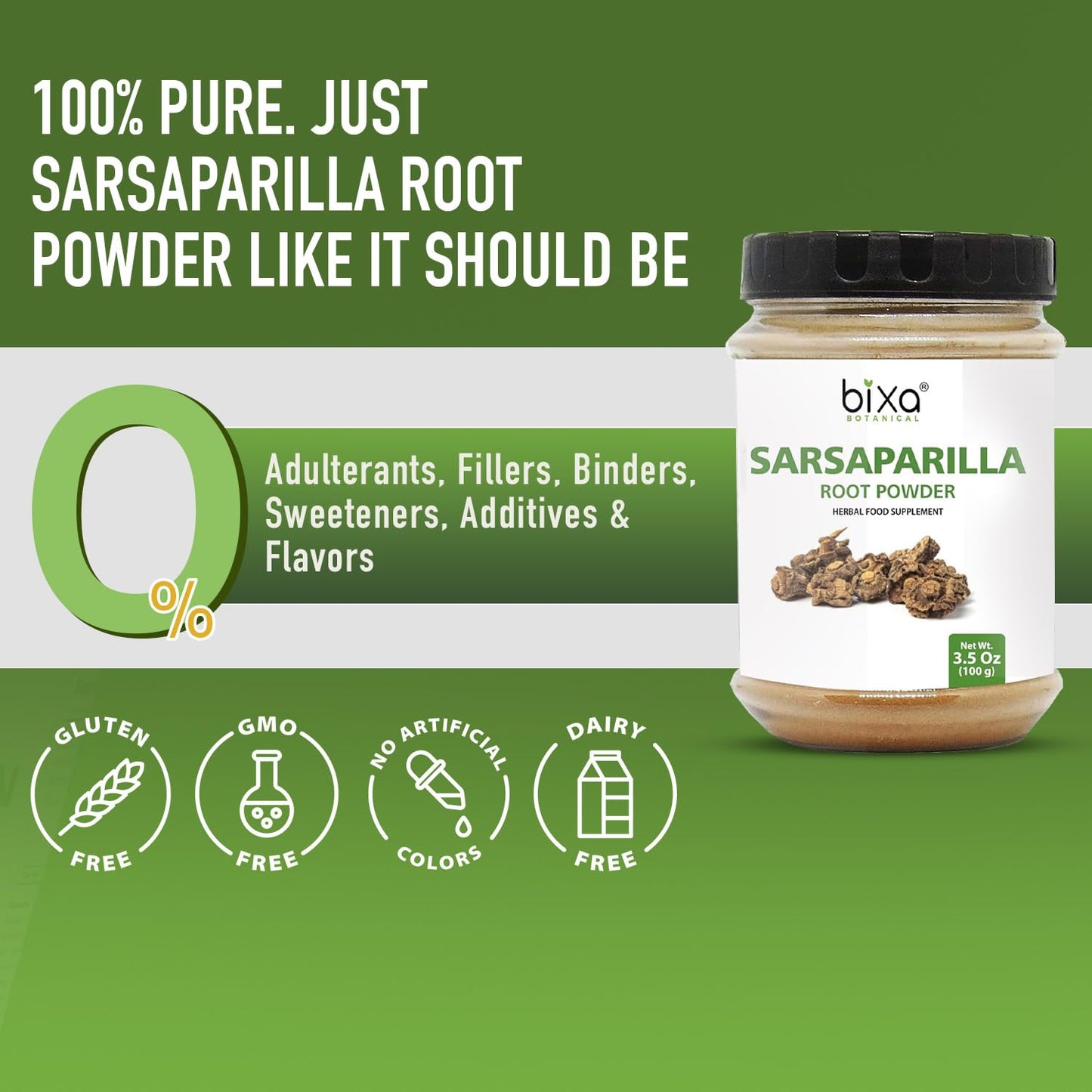 bixa BOTANICAL Sarsaparilla Root Powder, 3.5 oz