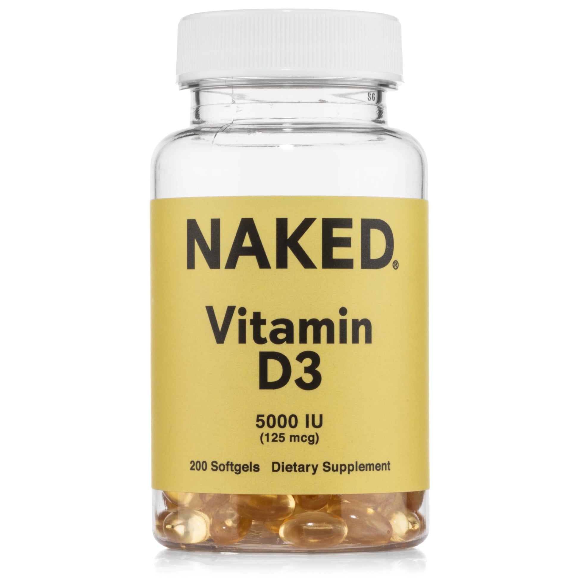 NAKED Vitamin D3 5000 IU Softgels, 200 Count