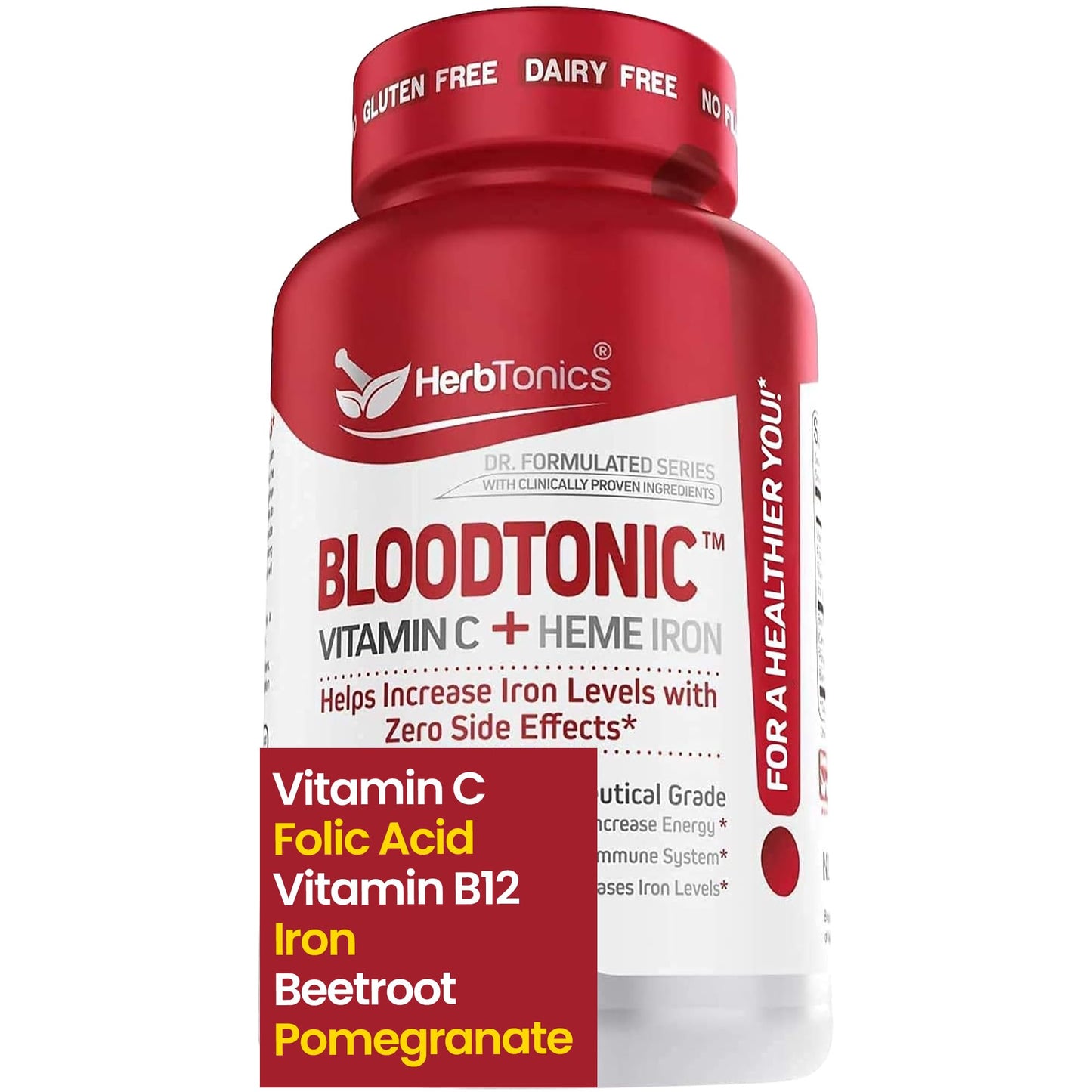 Herbtonics Blood Booster Iron Supplements for Women and Men Capsule, 30 Count