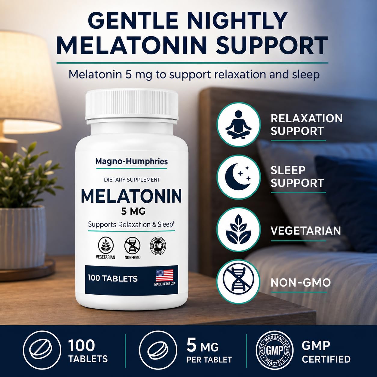 Magno-Humphries Melatonin 5 mg, 100 Tablets