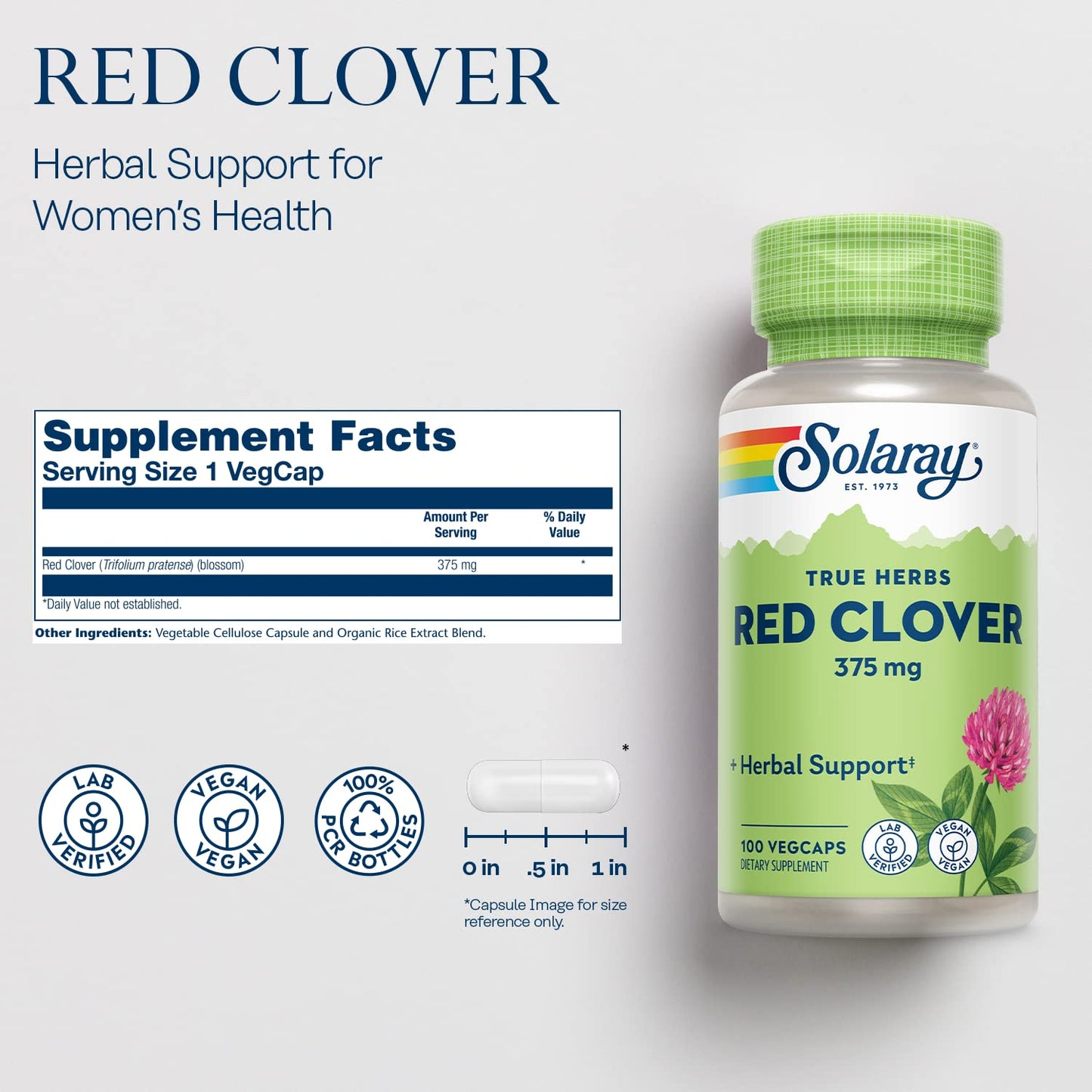 SOLARAY Red Clover 375 mg Capsule 100 VegCaps