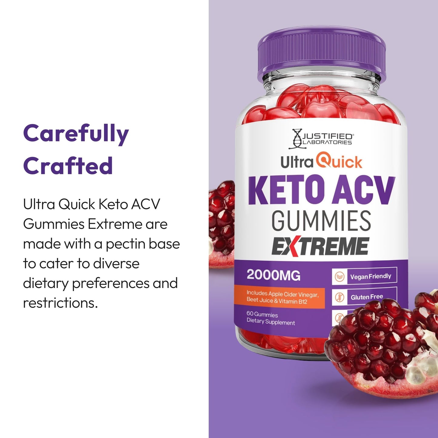 Justified Laboratories Ultra Quick Keto ACV Gummies Extreme (2000 mg) 60 Count