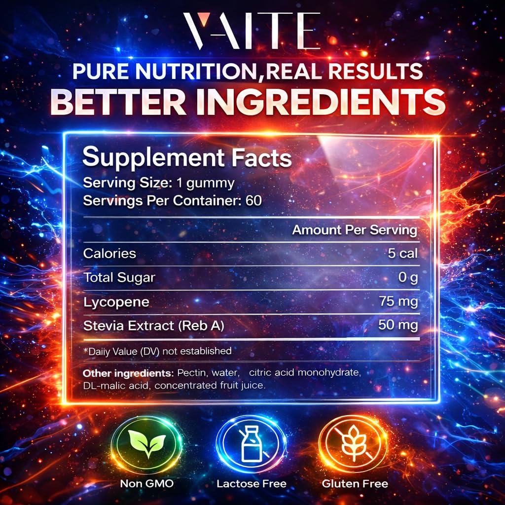 VAITE Lycopene Supplements for Men & Women 75mg 60 Gummies