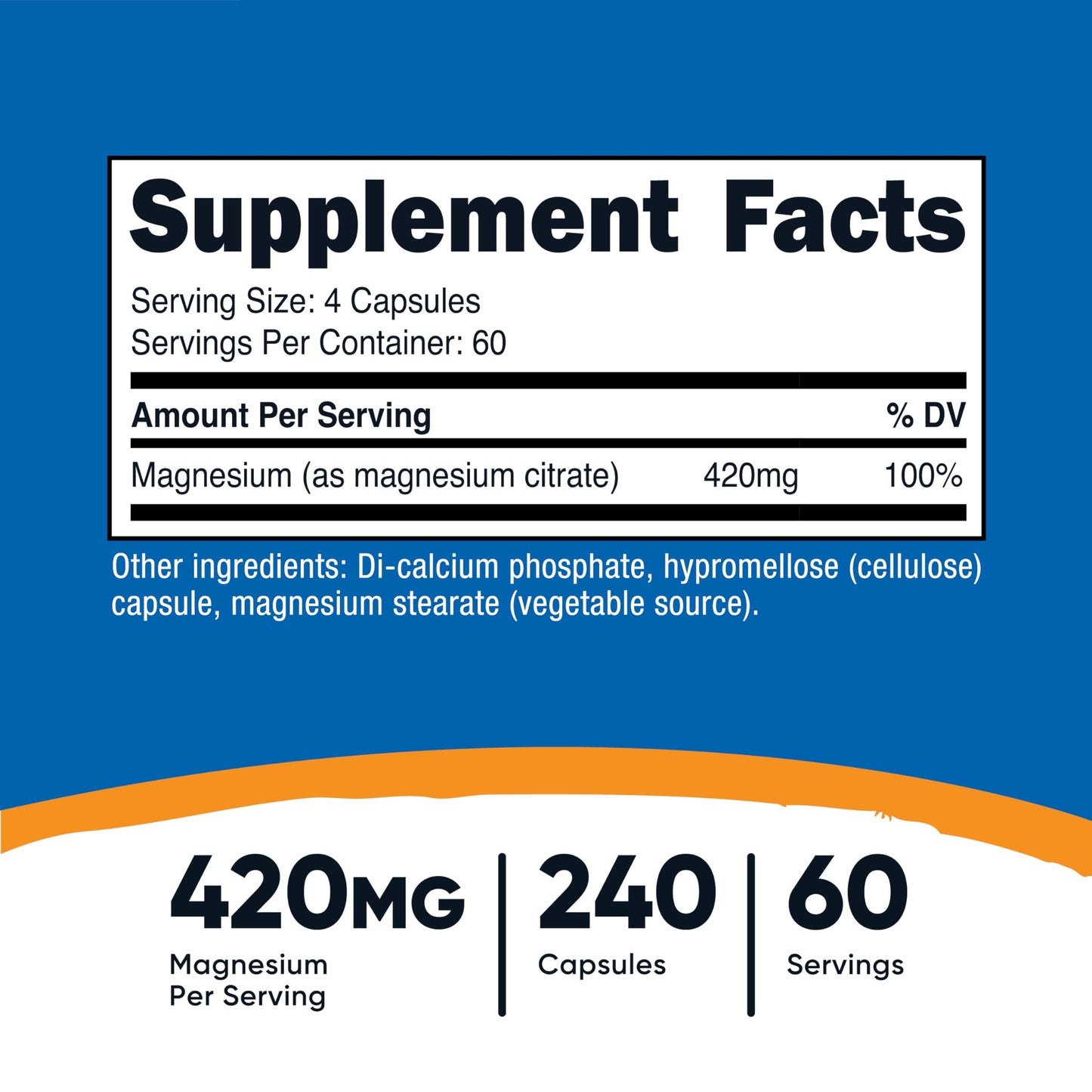 Nutricost Magnesium Citrate 420mg Capsules 480 Count