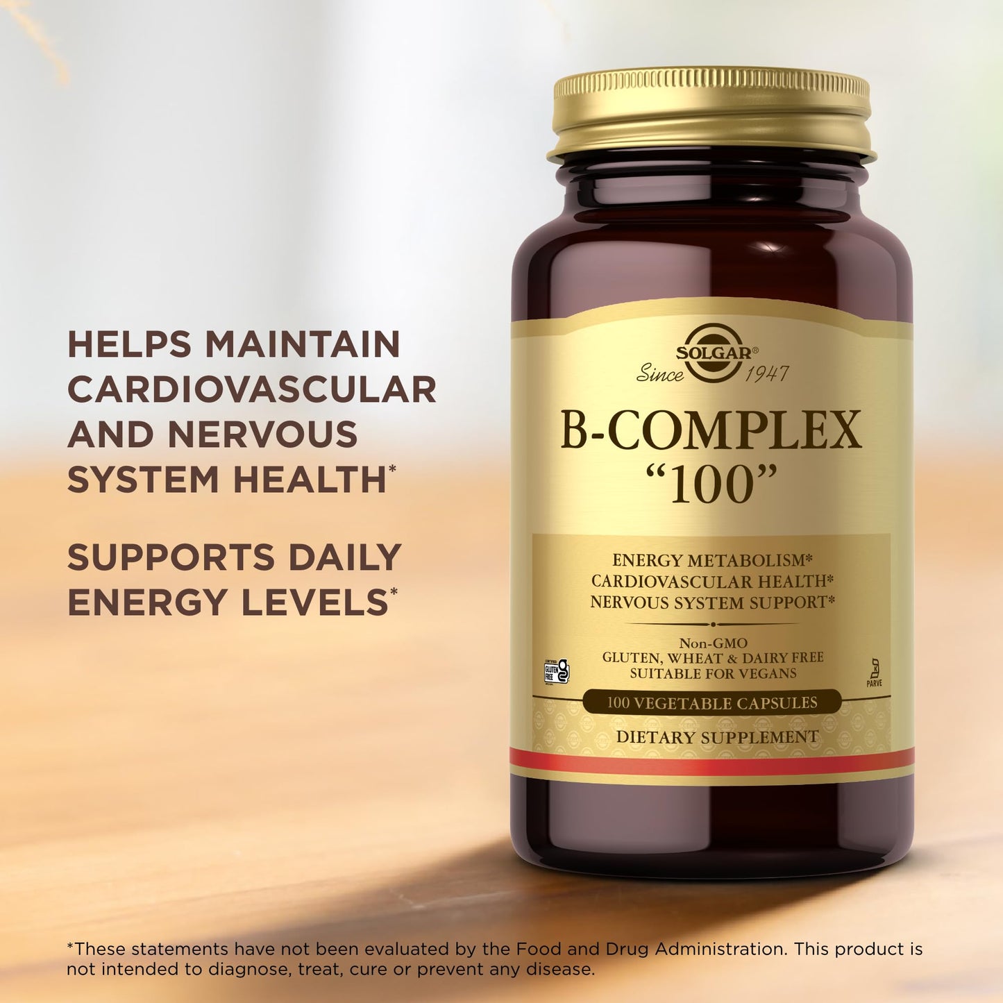 Solgar B-Complex 100 Vegetable Capsules, 200 Count