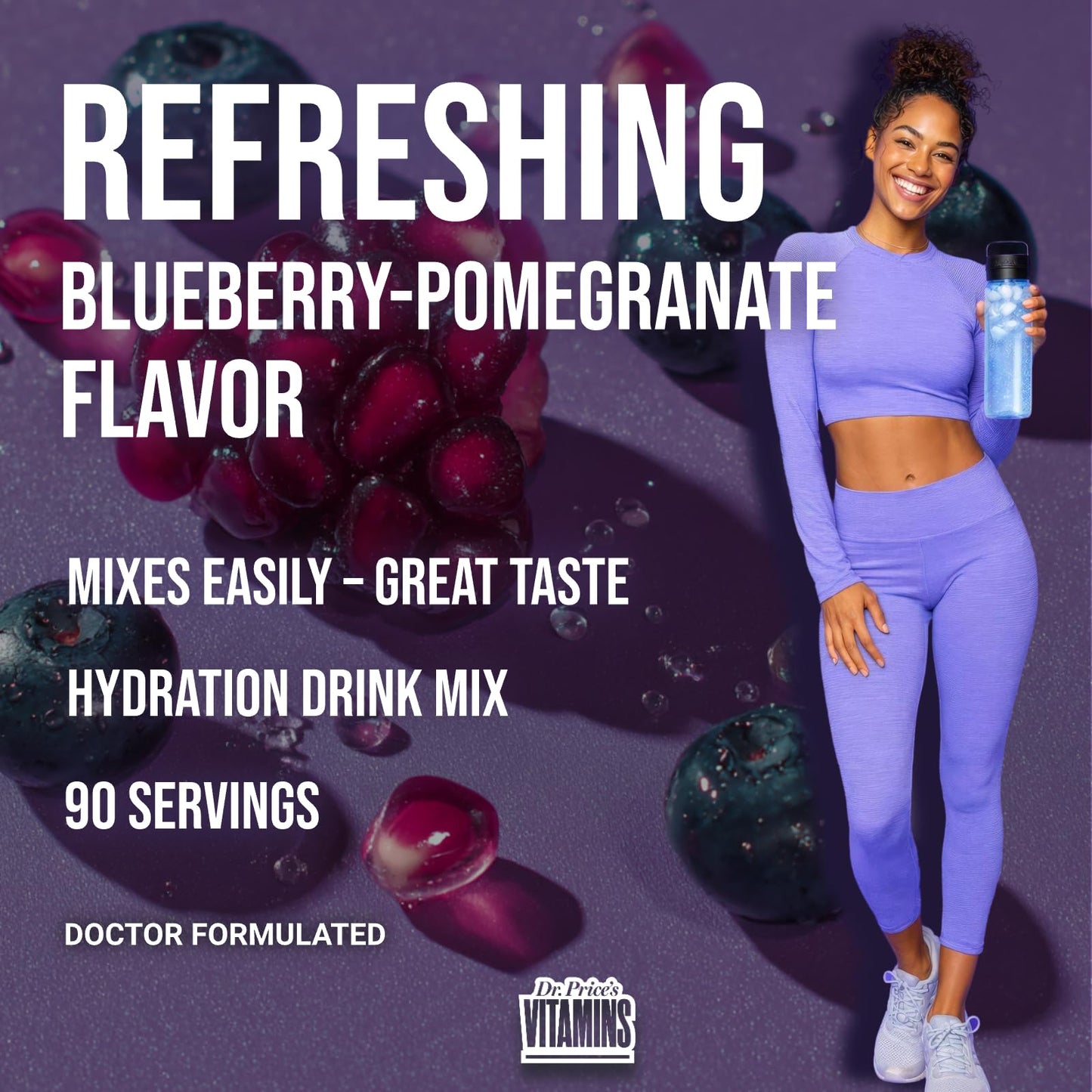Dr. Price's Vitamins Electrolytes Powder, Blueberry Pomegranate, 90 Servings