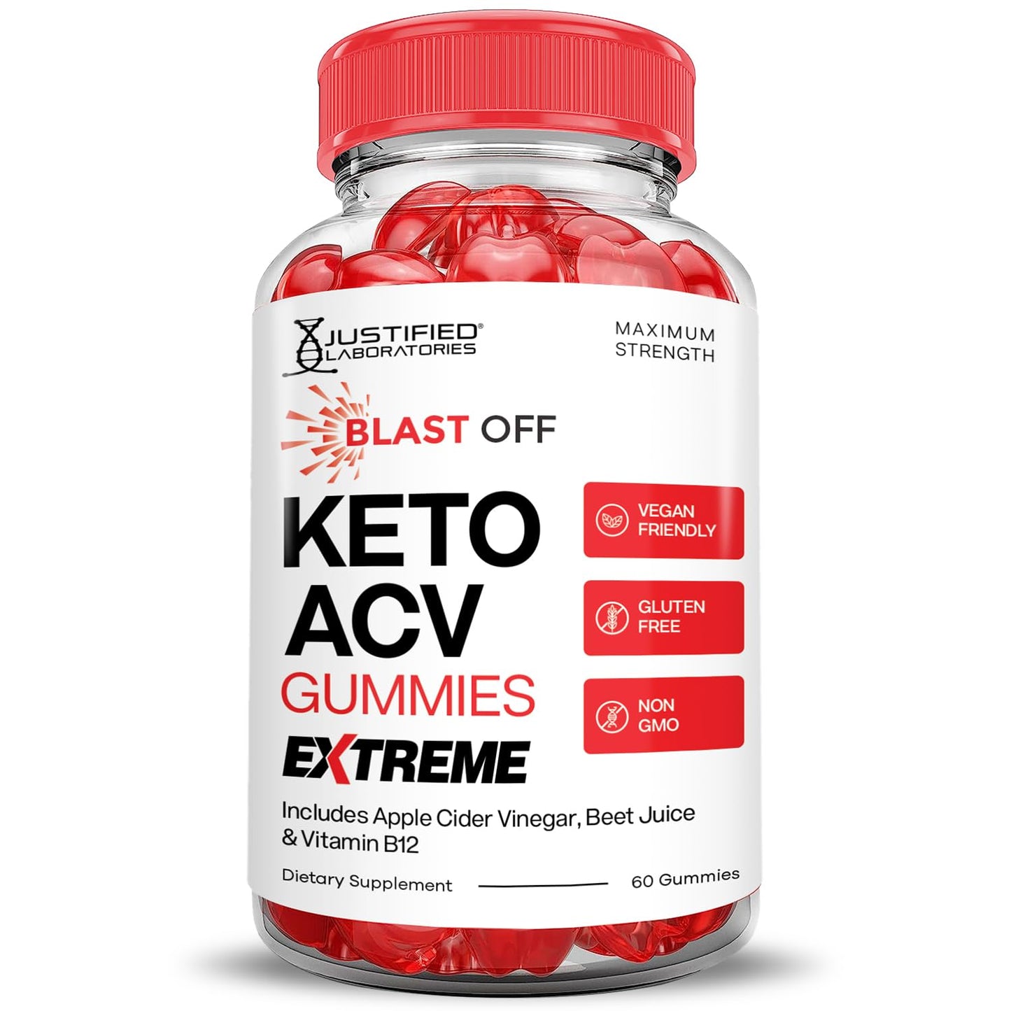 Justified Laboratories Blast Off Keto ACV 2000MG Extreme Gummies 60 Count