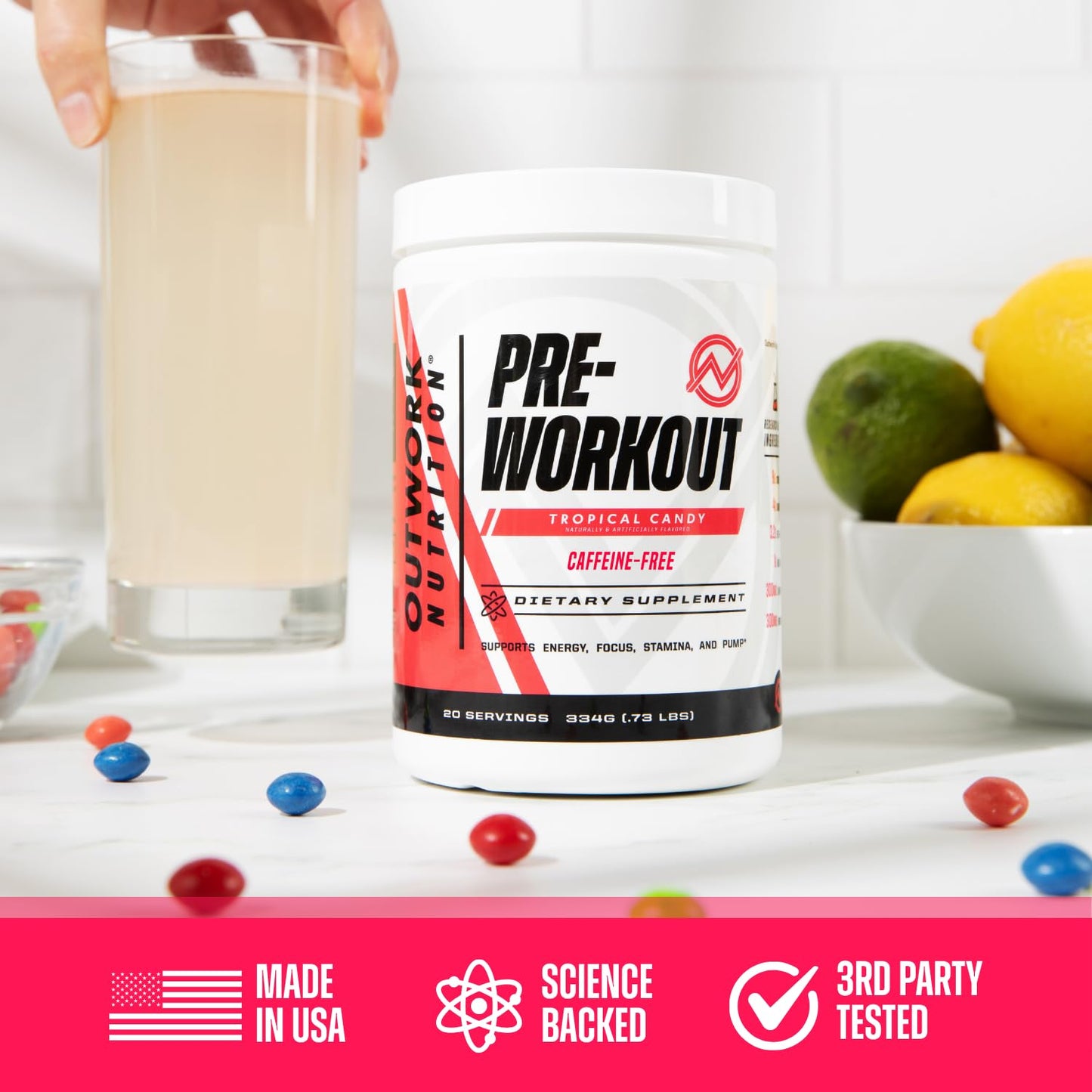 Outwork Nutrition Non-Stim Pre Workout Powder 11.5 Ounce