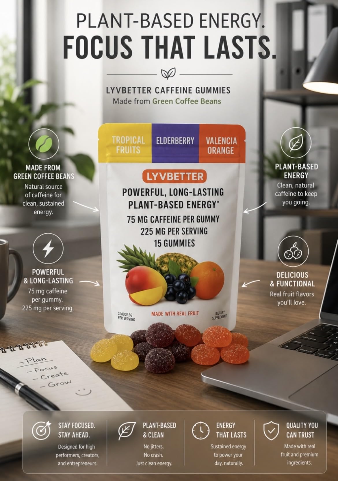 Lyvbetter Energy Gummies, 15 Gummies