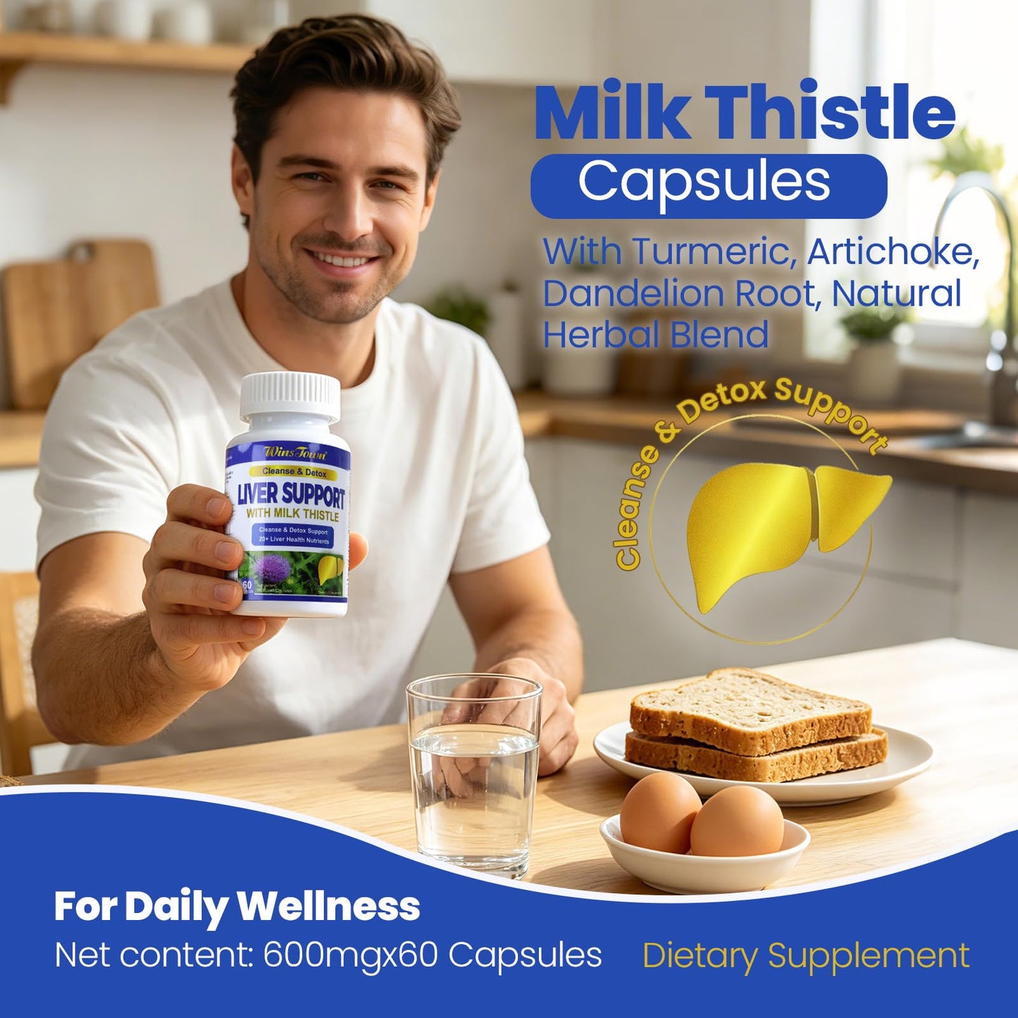 Wins Town Milk Thistle Capsules 60 Count
