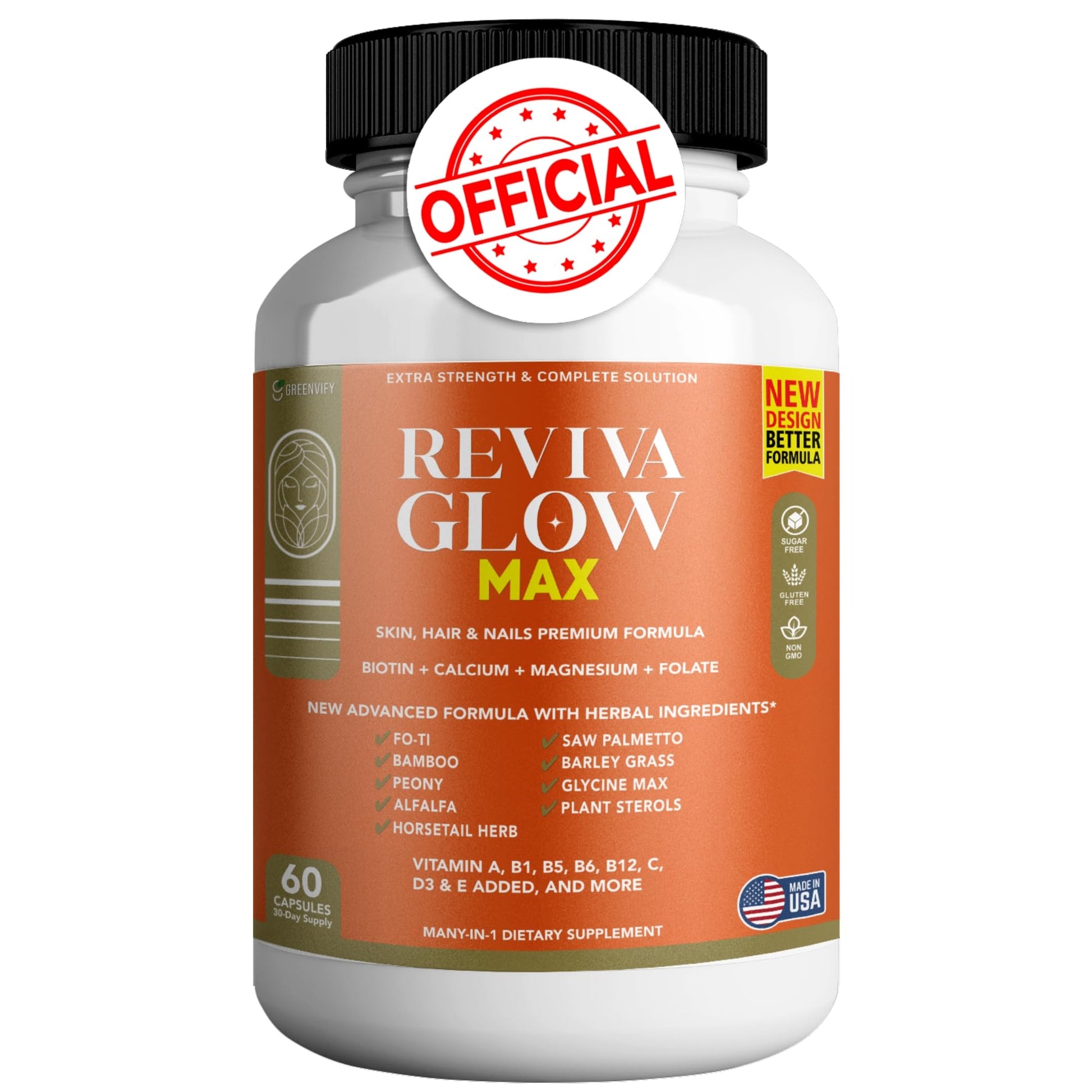 GREENVIFY Reviva Glow Max Hair, Skin & Nails Support Supplement Capsule 60 Capsules