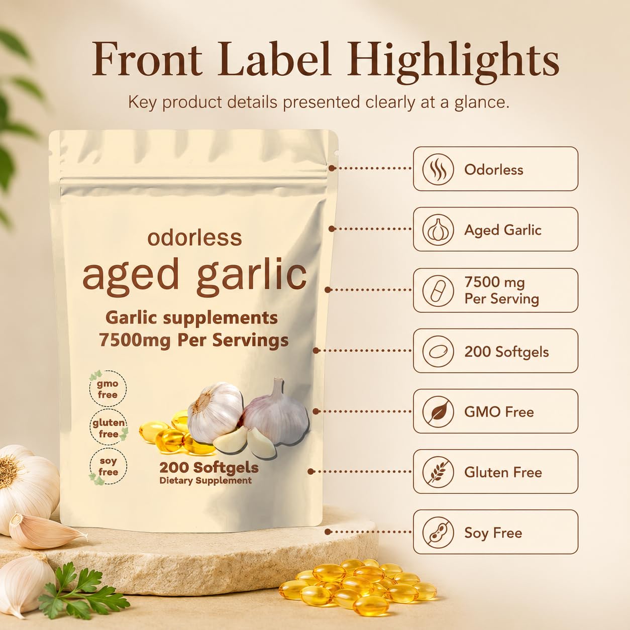 TANSPRESSO Primus Aged Garlic Extract Softgels, 200