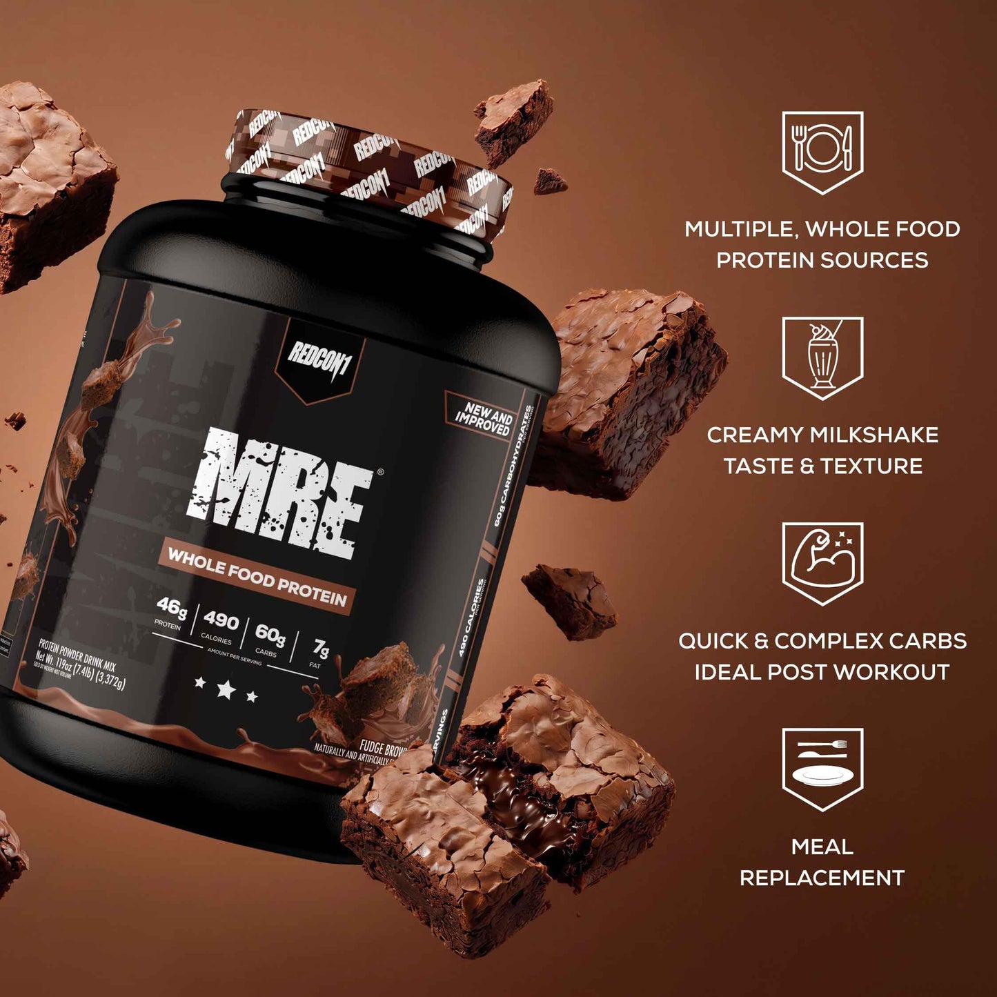 REDCON1 MRE Whole Food Protein Powder, Peanut Butter Cookie, 24 Servings