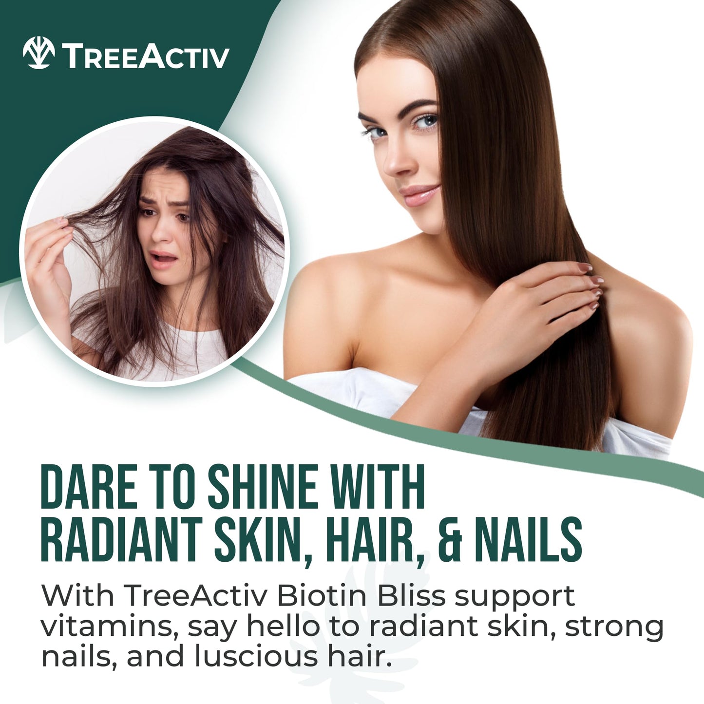 TreeActiv Biotin Bliss Hair, Skin & Nails Vitamins with Saw Palmetto Capsule, 60 Count