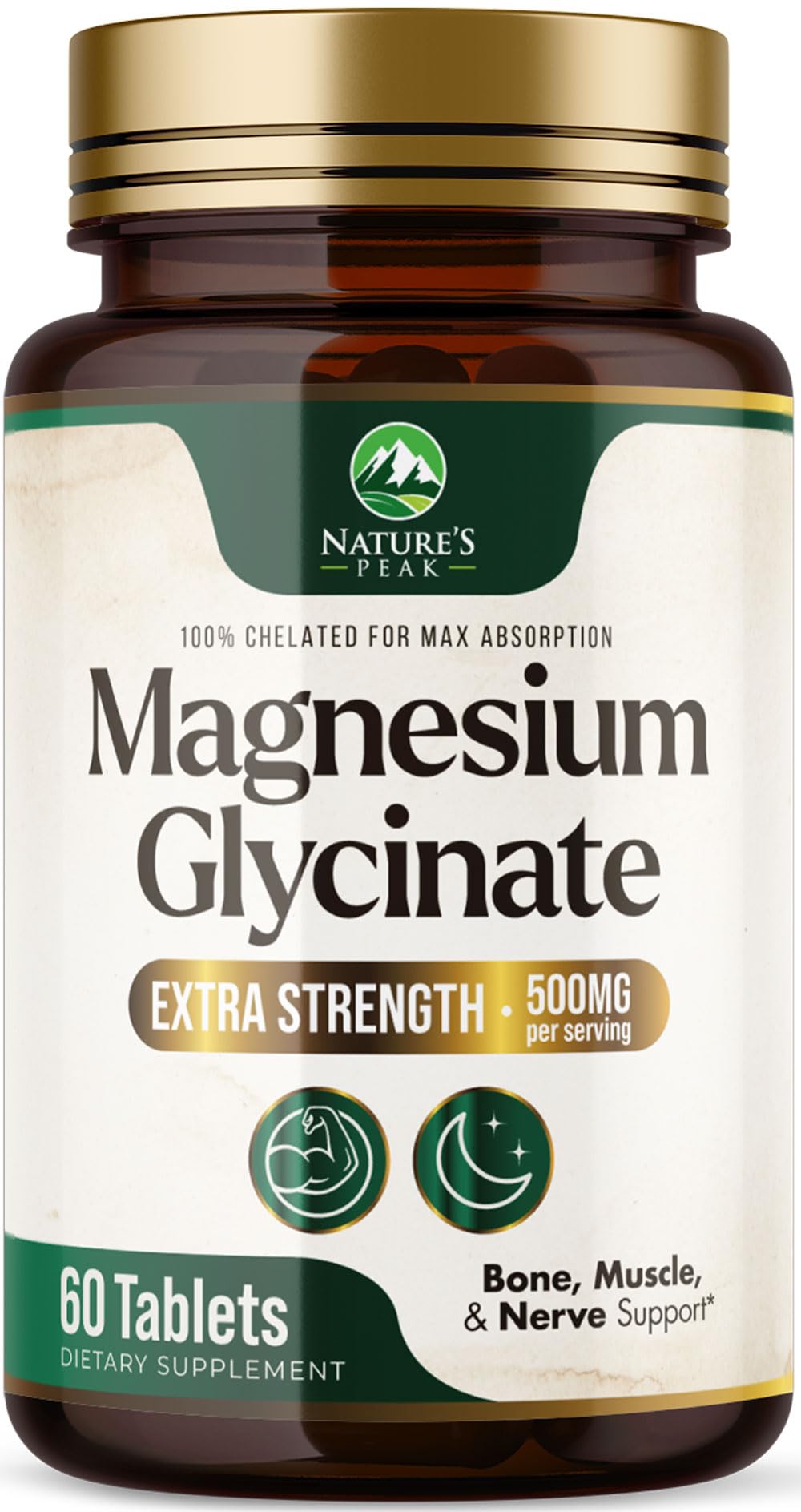 Nature's Peak Magnesium Glycinate 500mg Tablet, 60 Count