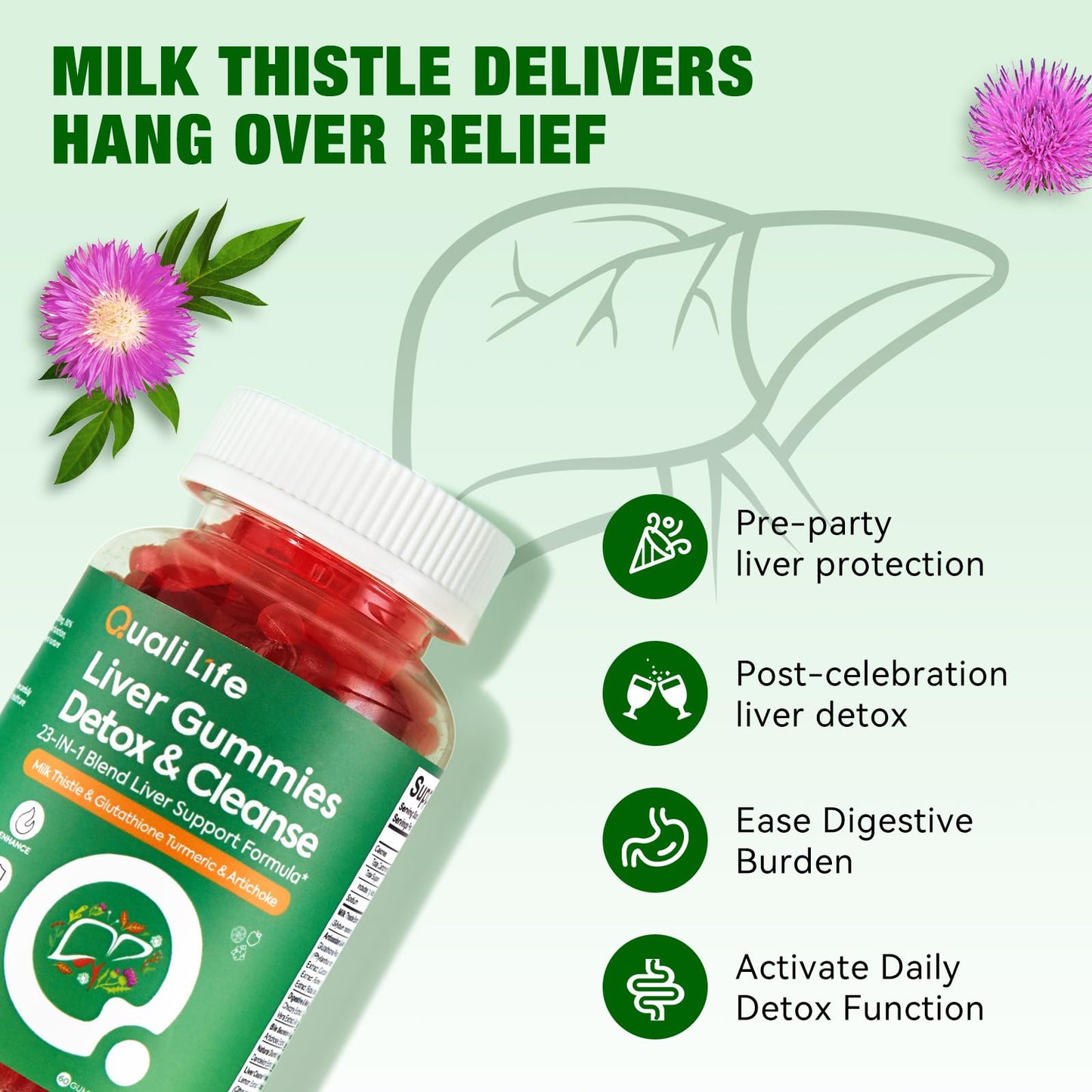 QualiLife Liver Cleanse Detox & Repair Gummies, 60 Gummies