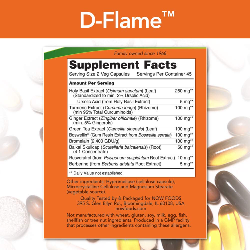 NOW Foods D-Flame Capsules, 180 Count
