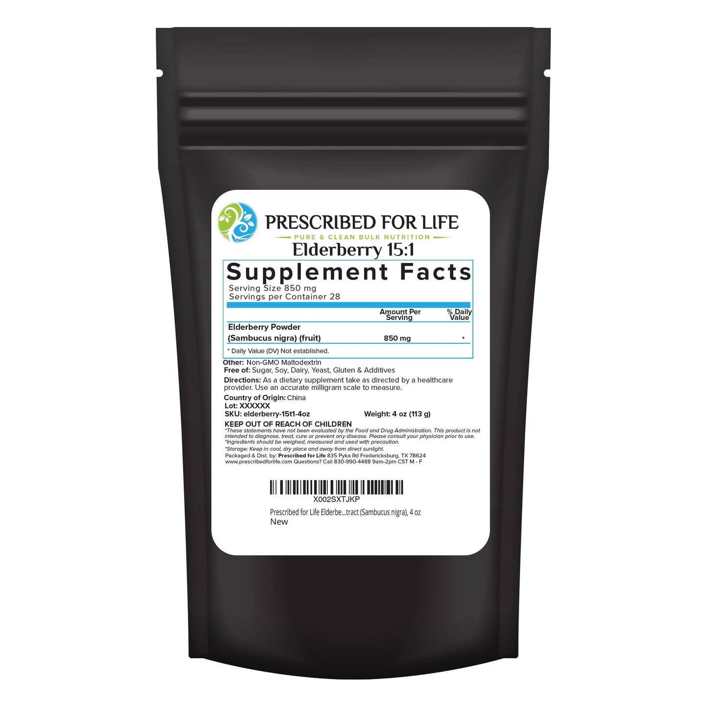 Prescribed For Life Elderberry Powder, 3.99 Ounce