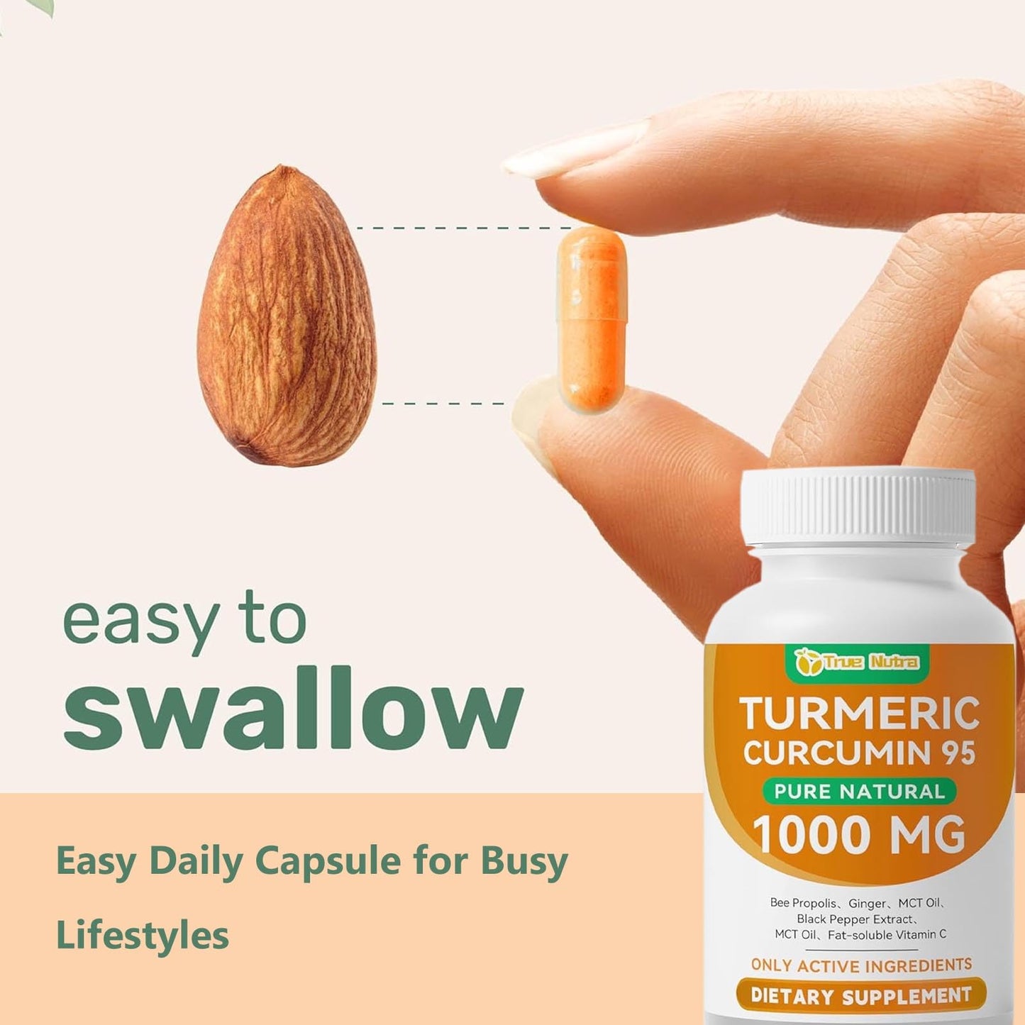 True Nutra Turmeric Curcumin Supplement 1000mg, 60 Capsules