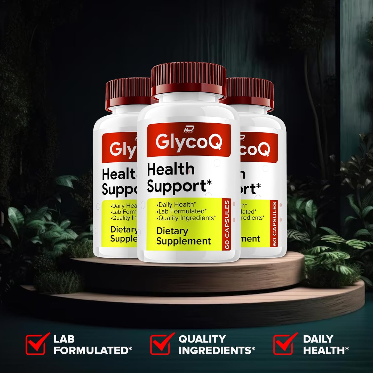 Indelo GlycoQ Natural Blend Daily Health Supplement Capsules, 60 Capsules