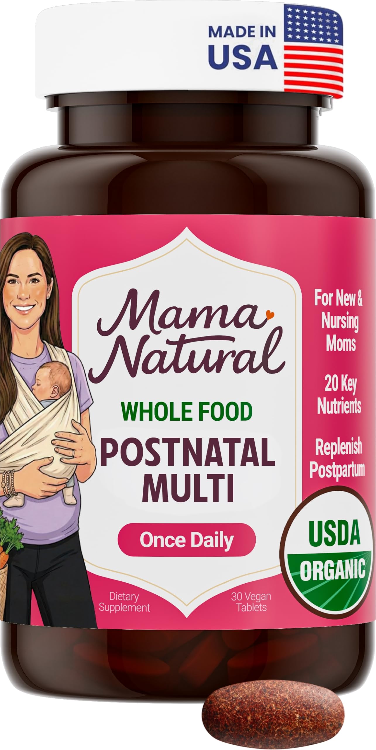 Mama Natural Organic Postnatal Vitamins for Women Capsule 1 Count