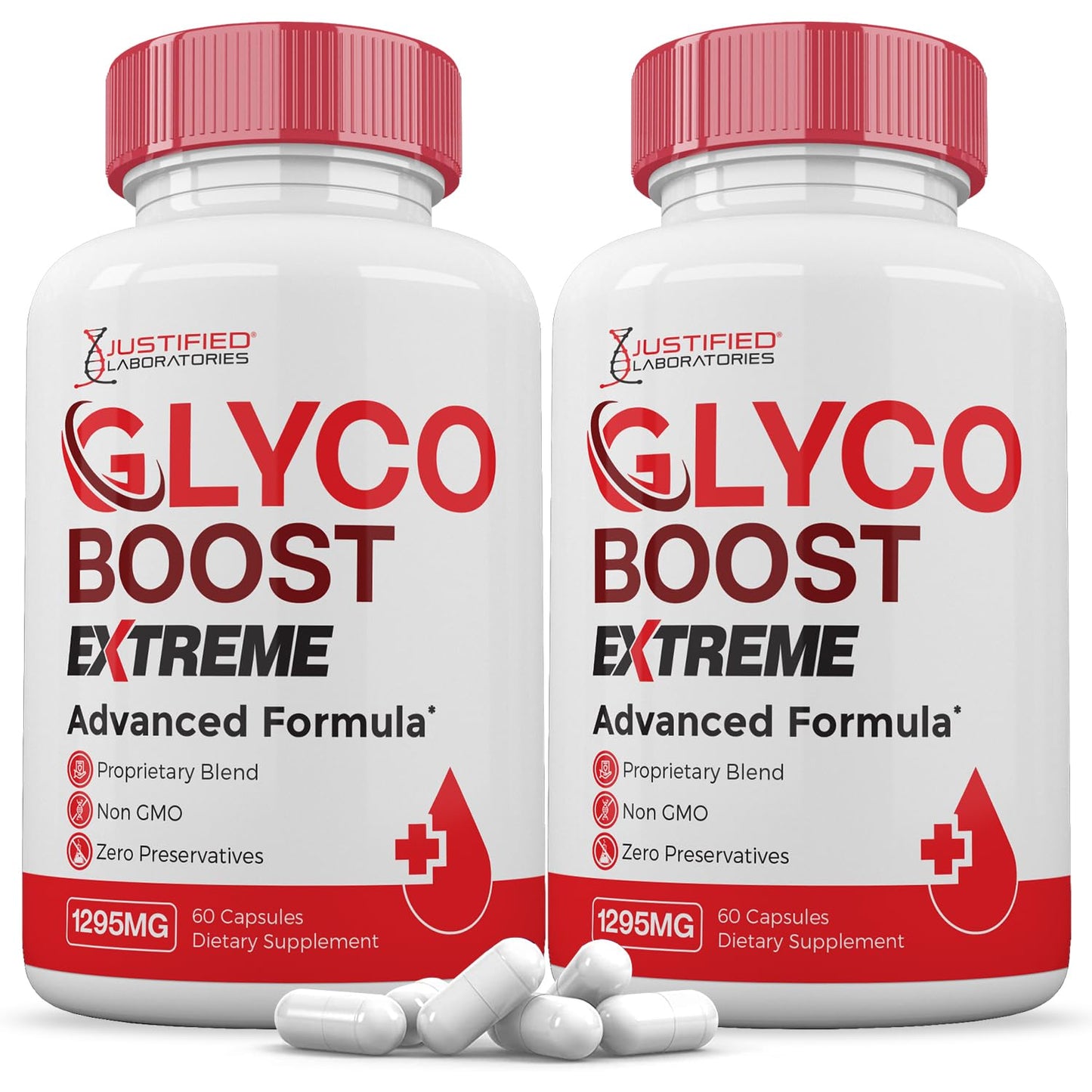 Justified Laboratories Glyco Boost Pills Extreme 1295MG Glycogen Support Advanced Formula Glycoboost Gluco Support Capsules, 120 Capsules