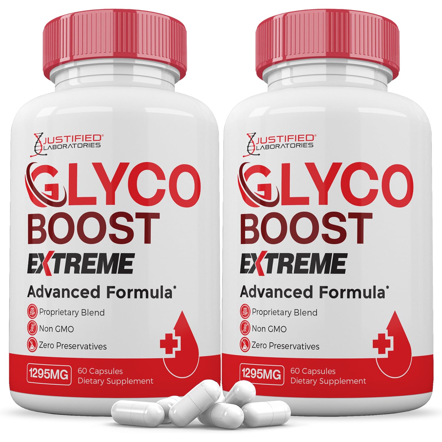 Justified Laboratories Glyco Boost Pills Extreme 1295MG Glycogen Support Advanced Formula Glycoboost Gluco Support Capsules, 120 Capsules