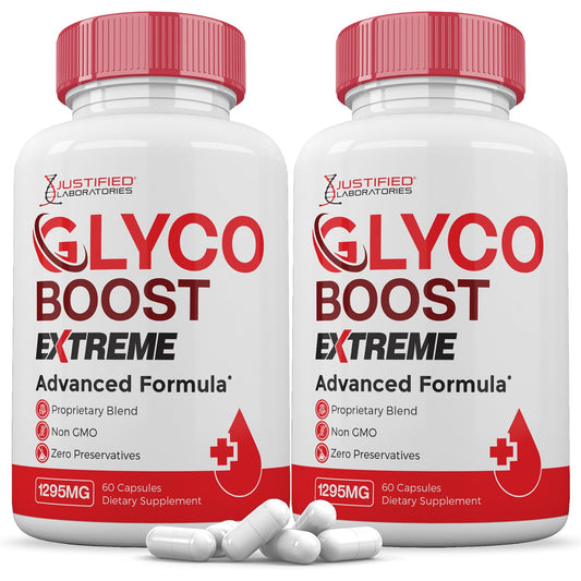 Justified Laboratories Glyco Boost Pills Extreme 1295MG Glycogen Support Advanced Formula Glycoboost Gluco Support Capsules, 120 Capsules