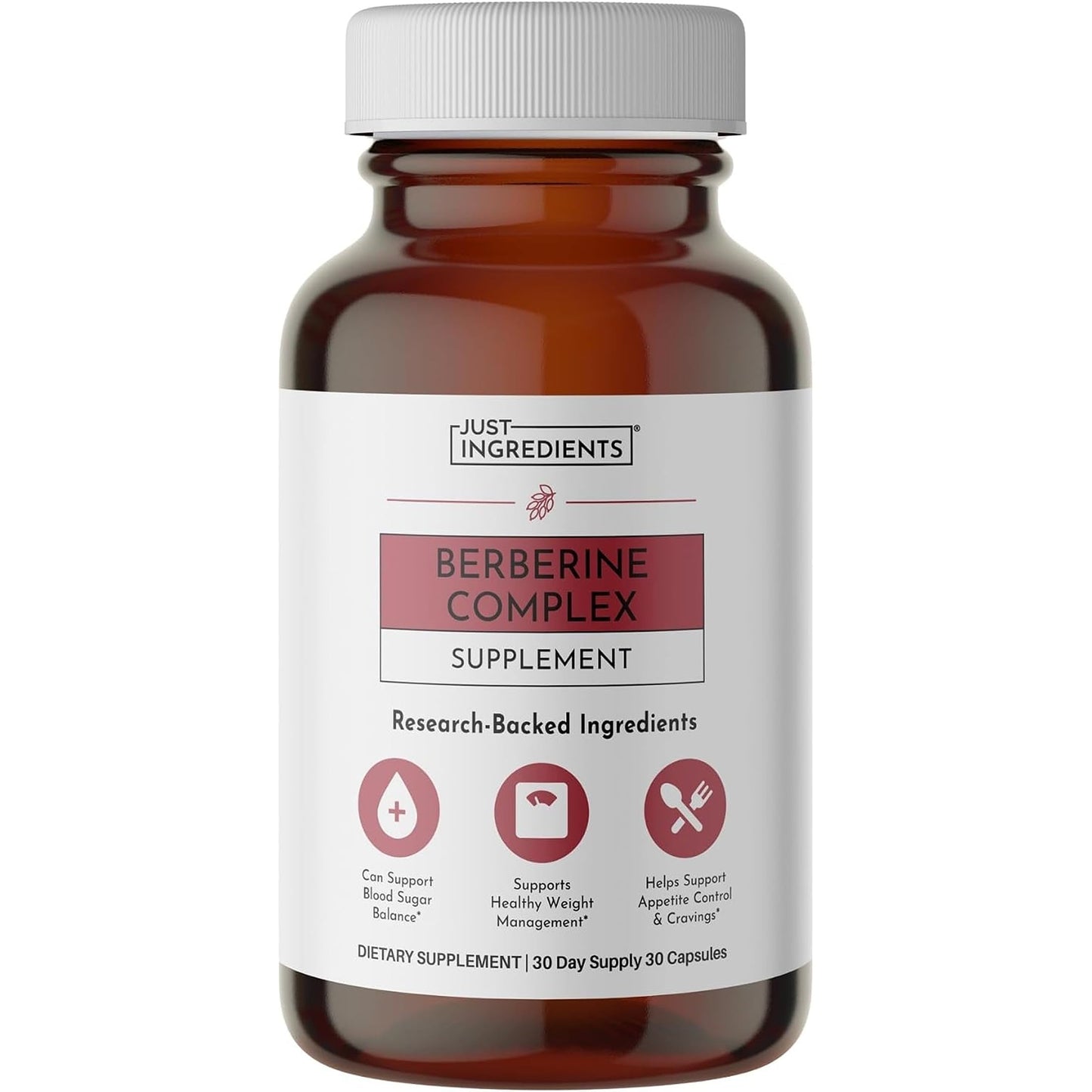 JUST INGREDIENTS Berberine Supplement Capsules 30 Count
