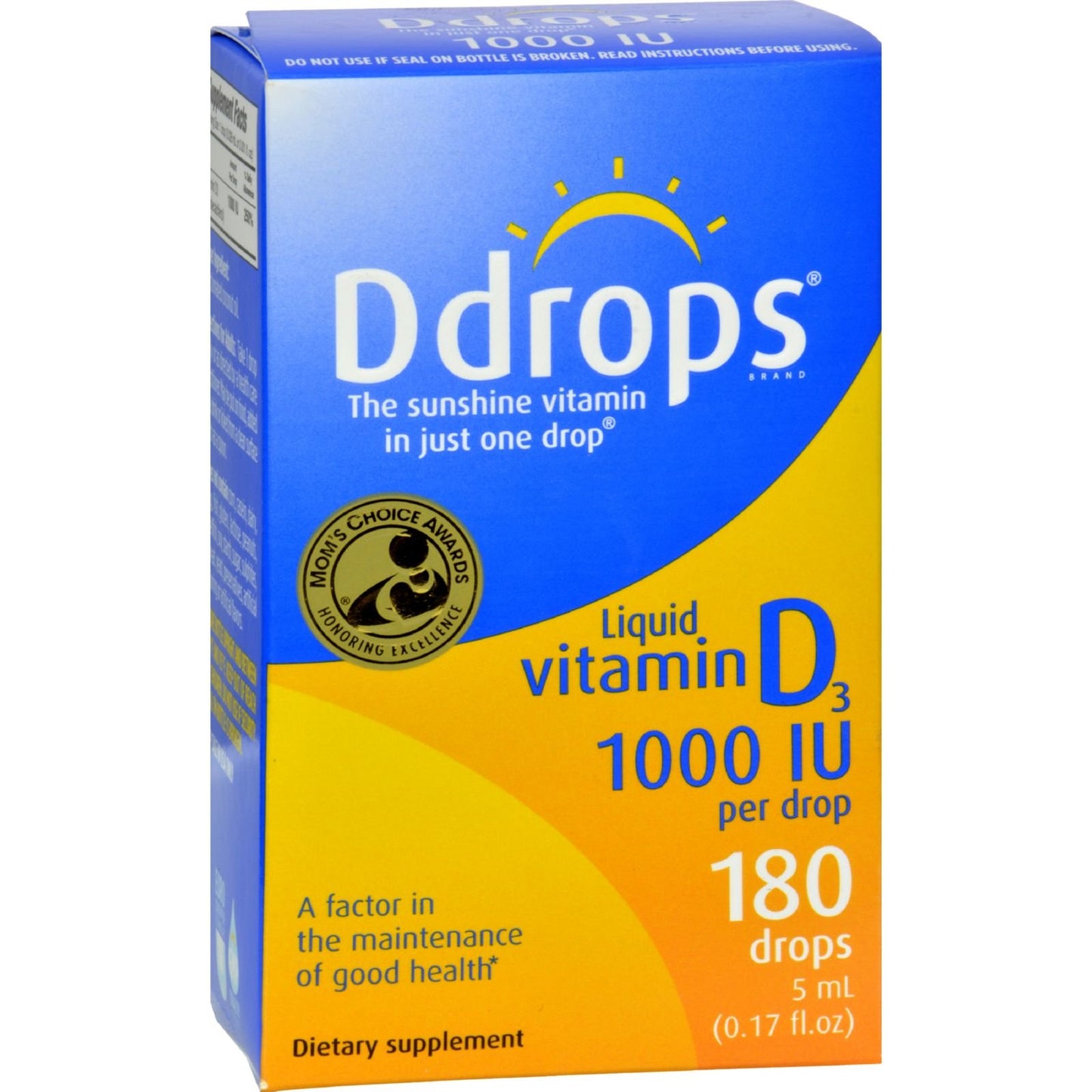 Ddrops Vitamin D3 1000 IU Drops, 180 Drops