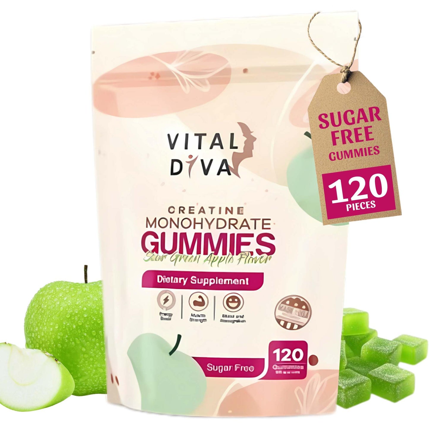 Vital Diva Creatine Monohydrate Gummies for Women, 120 Count