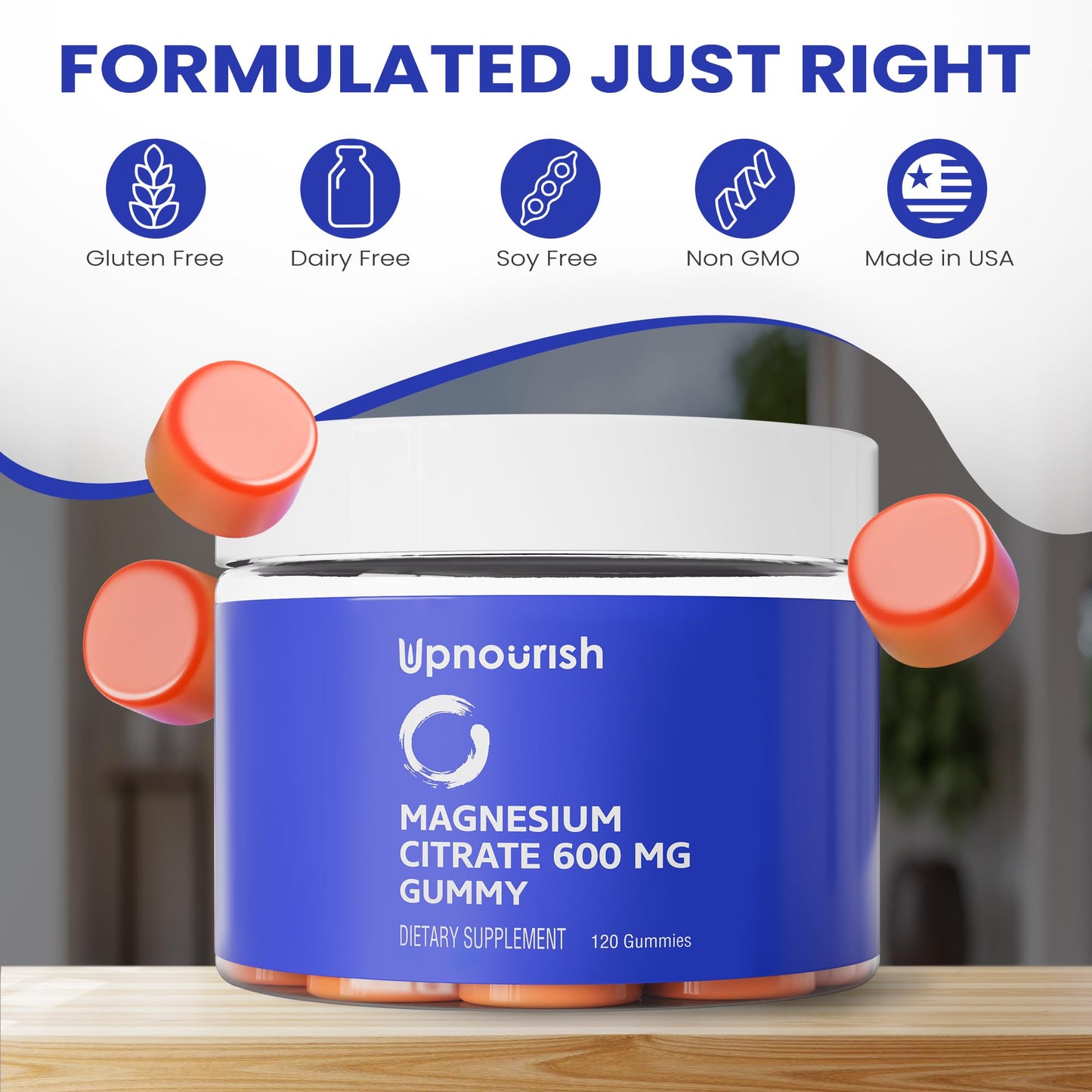 UpNourish Magnesium Citrate Gummies 120 Count