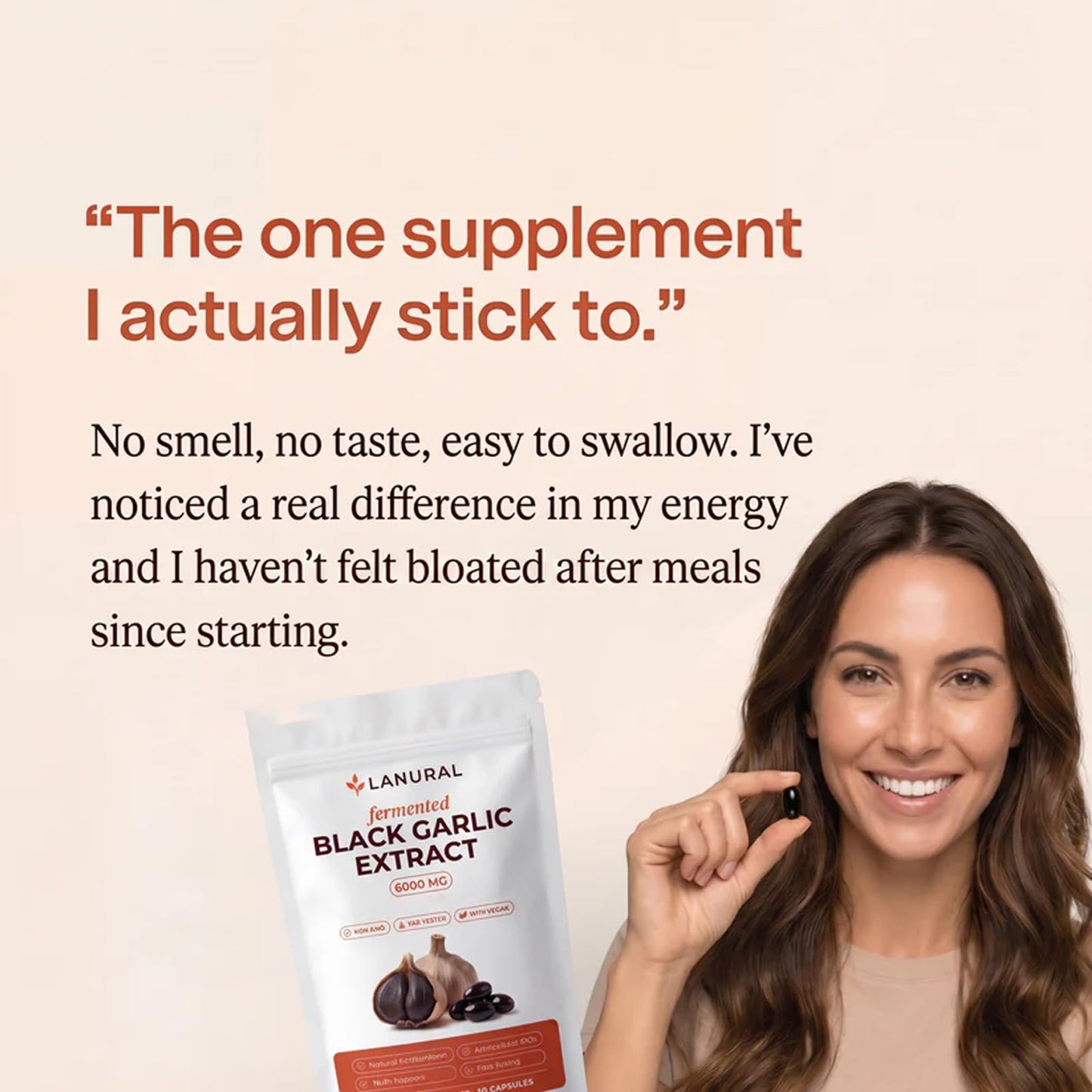 ASROPJE Lanural Fermented Black Garlic Extract 300 Softgels