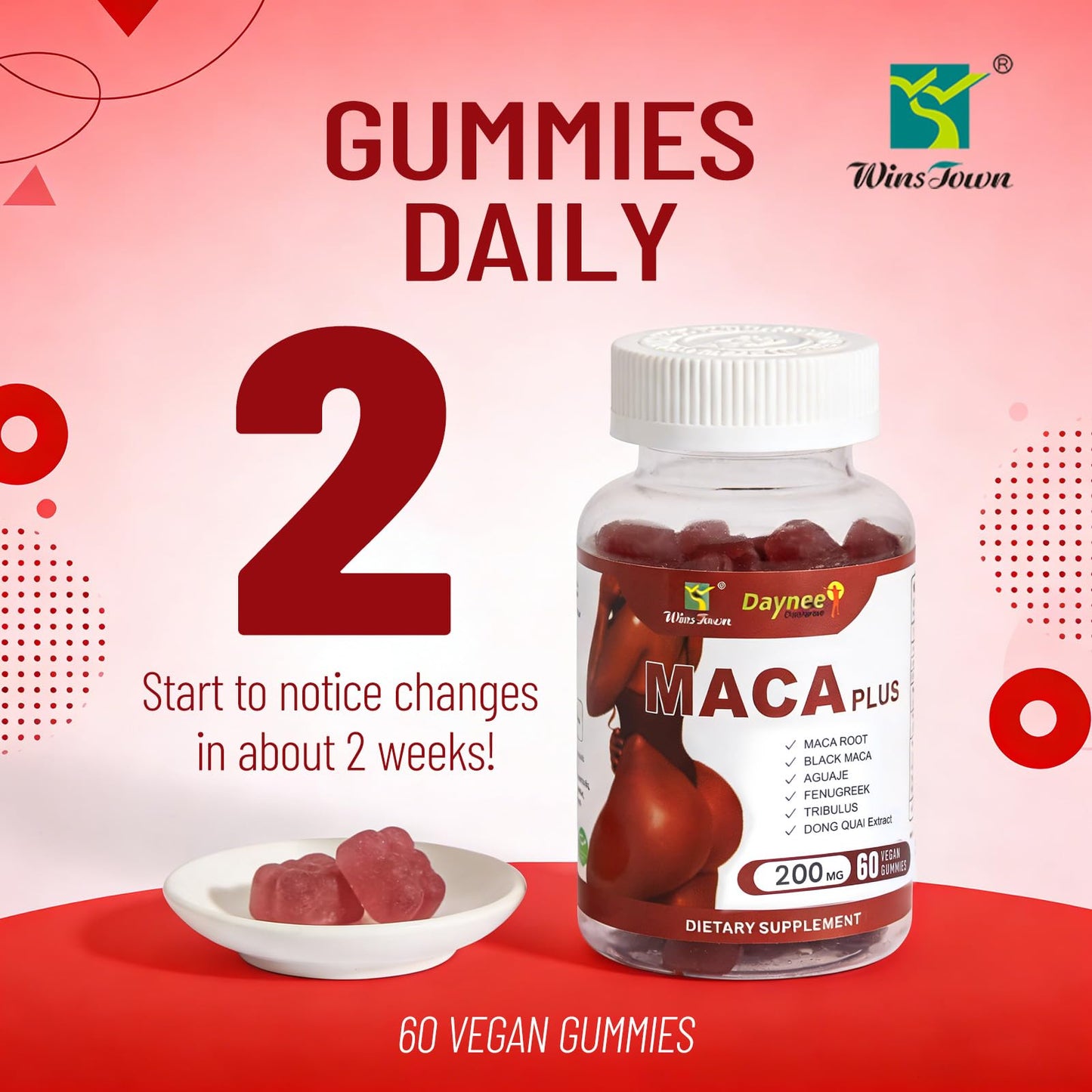 Wins Town Maca Plus Gummies 60 Count