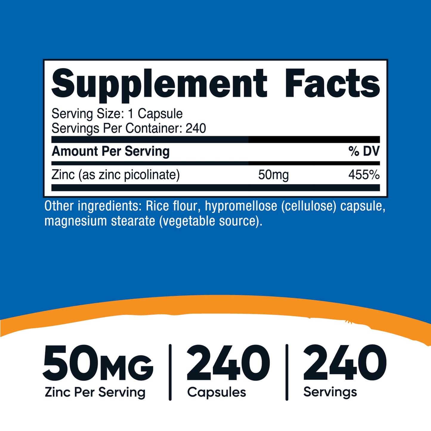 Nutricost Zinc Picolinate 50mg Capsules, 240 Count