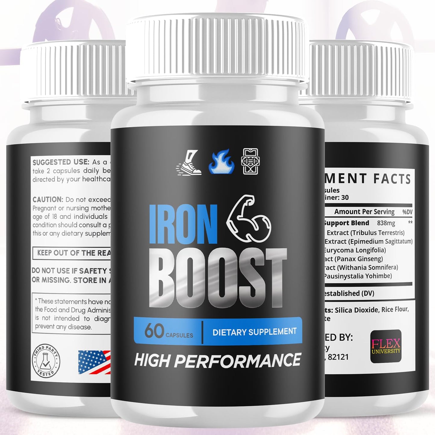 Flex University Iron Boost Capsules, 120 Capsules