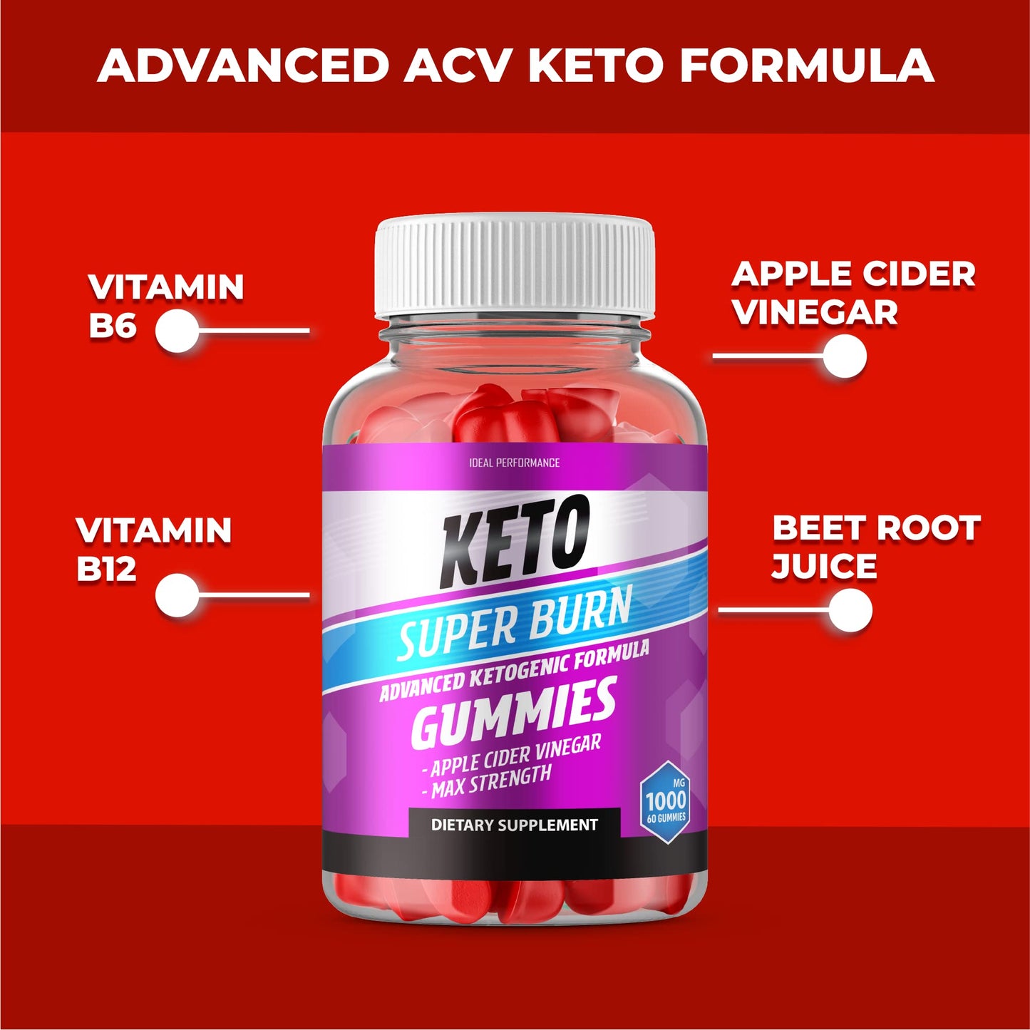 IDEAL PERFORMANCE Ketos Super Burns Gummies 120 Gummies
