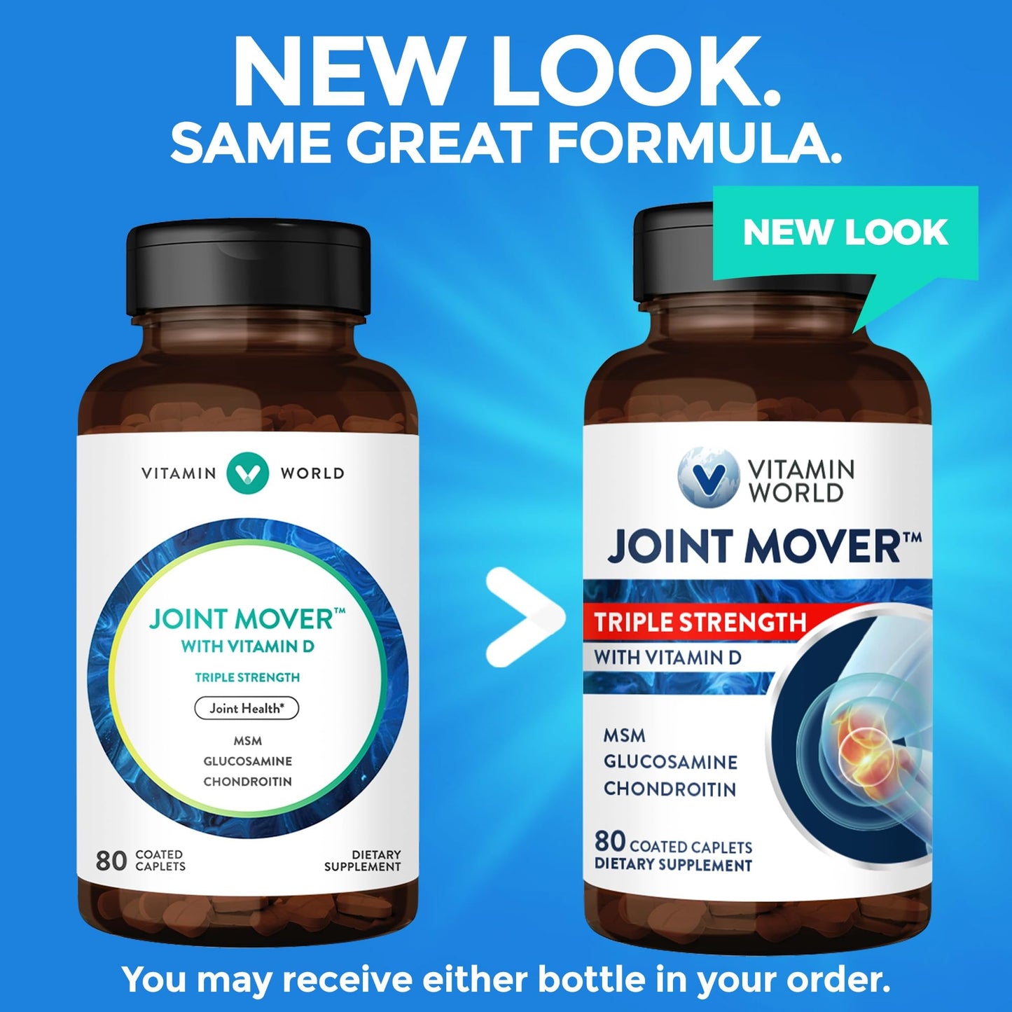Vitamin World Glucosamine Chondroitin with MSM with Vitamin D 80 Caplets