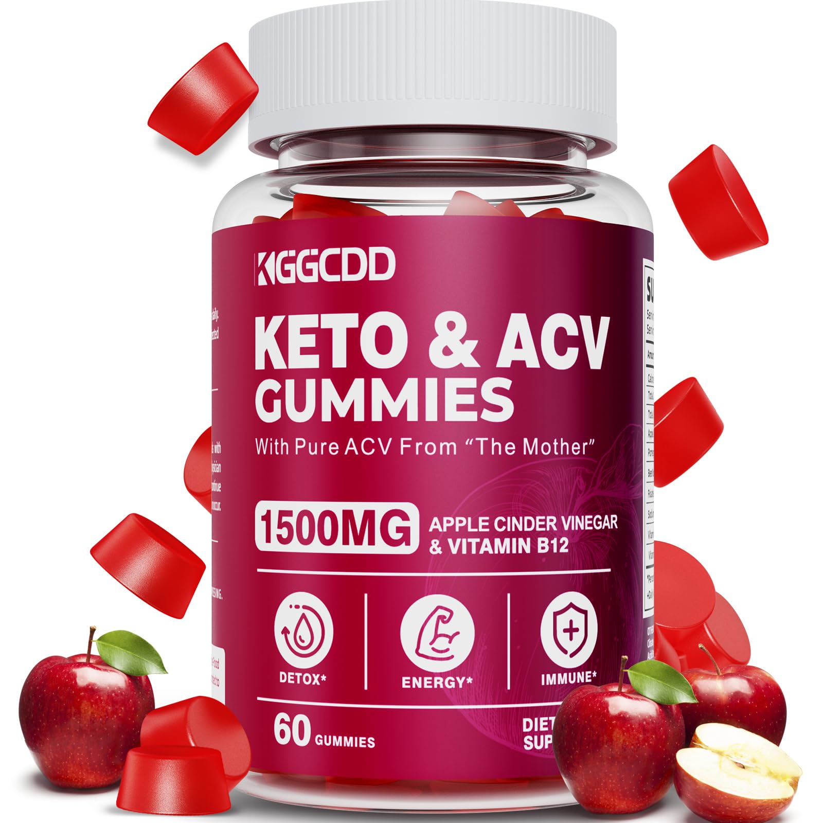 KGGCDD Keto ACV Gummies 1500MG, 60 Count