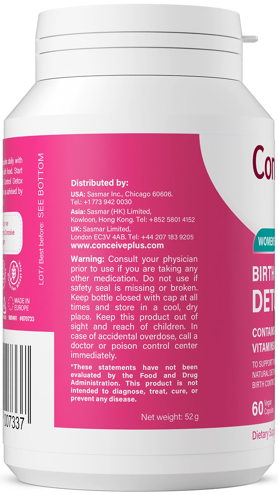 Conceive Plus Fertility Detox After Birth Control Prenatal Vitamins for Women Trying to Conceive, 60 Capsules