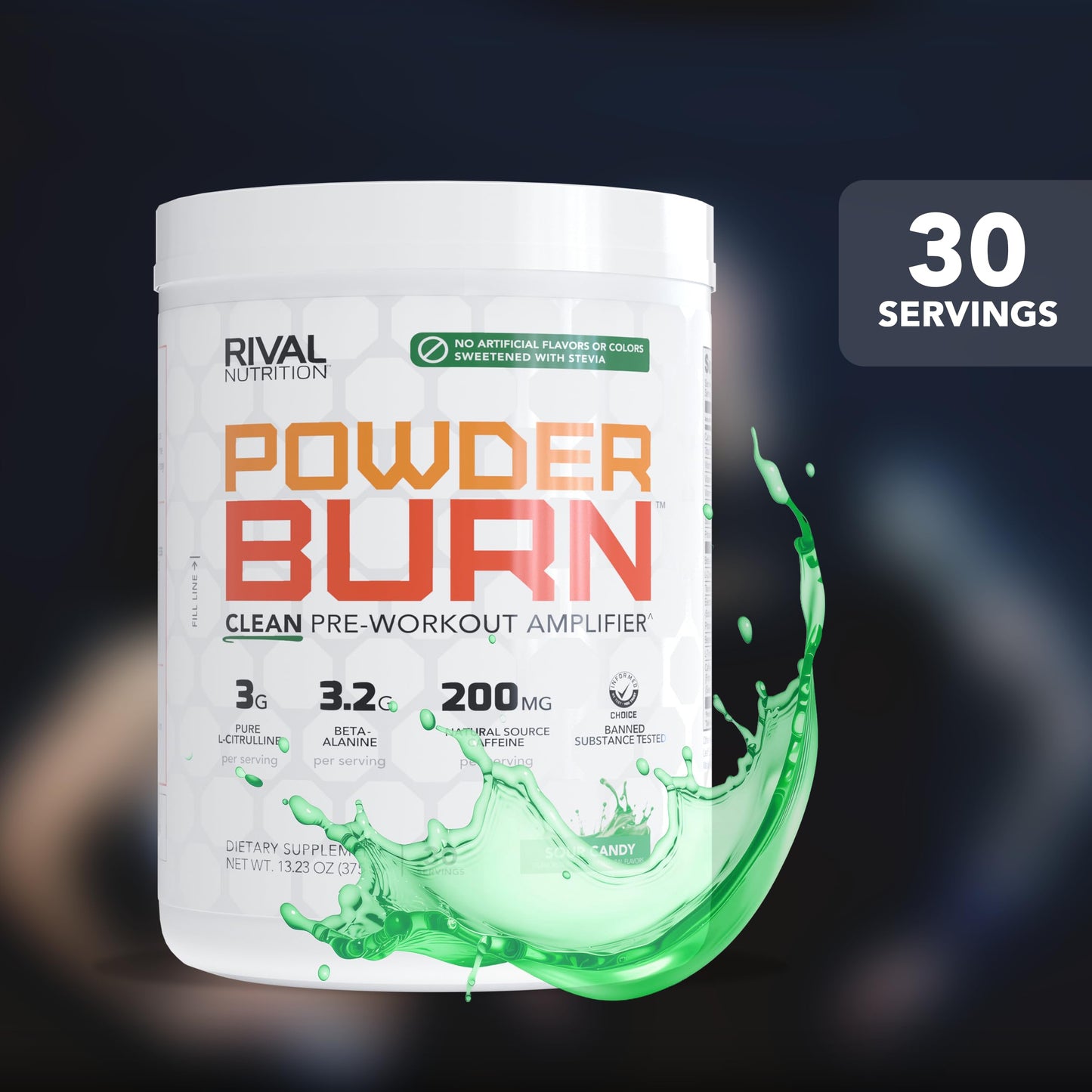 RIVAL NUTRITION Burn Pre-Workout Energy Powder Sour Candy, 30 Servings