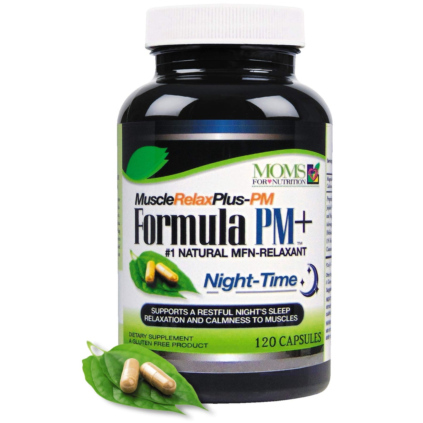 Moms For Nutrition Night-Time Muscle Relax Formula – Over 1,500mg Strength Relaxer with Magnesium Glycinate, Gluten Free, 120 Capsules