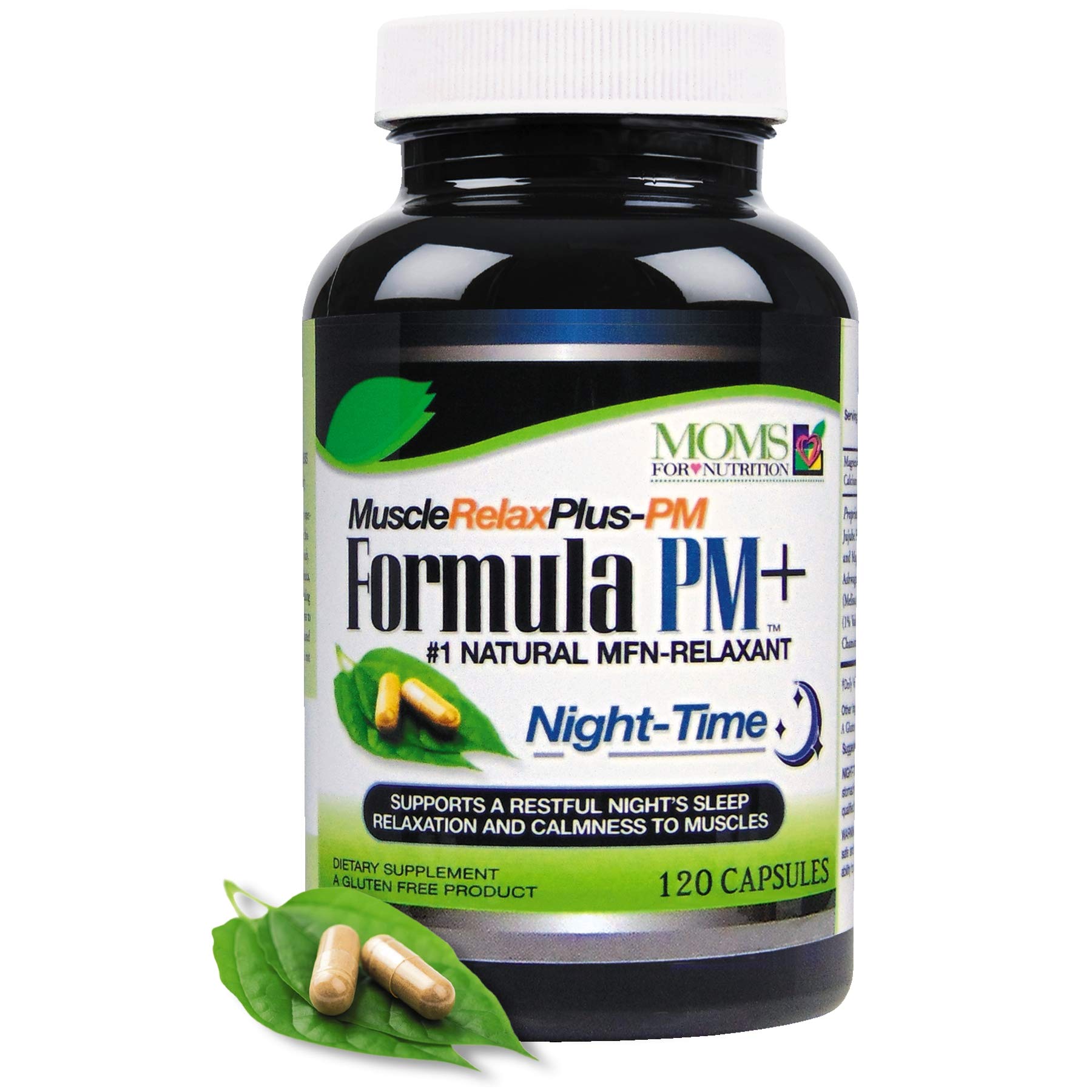 Moms For Nutrition Night-Time Muscle Relax Formula – Over 1,500mg Strength Relaxer with Magnesium Glycinate, Gluten Free, 120 Capsules