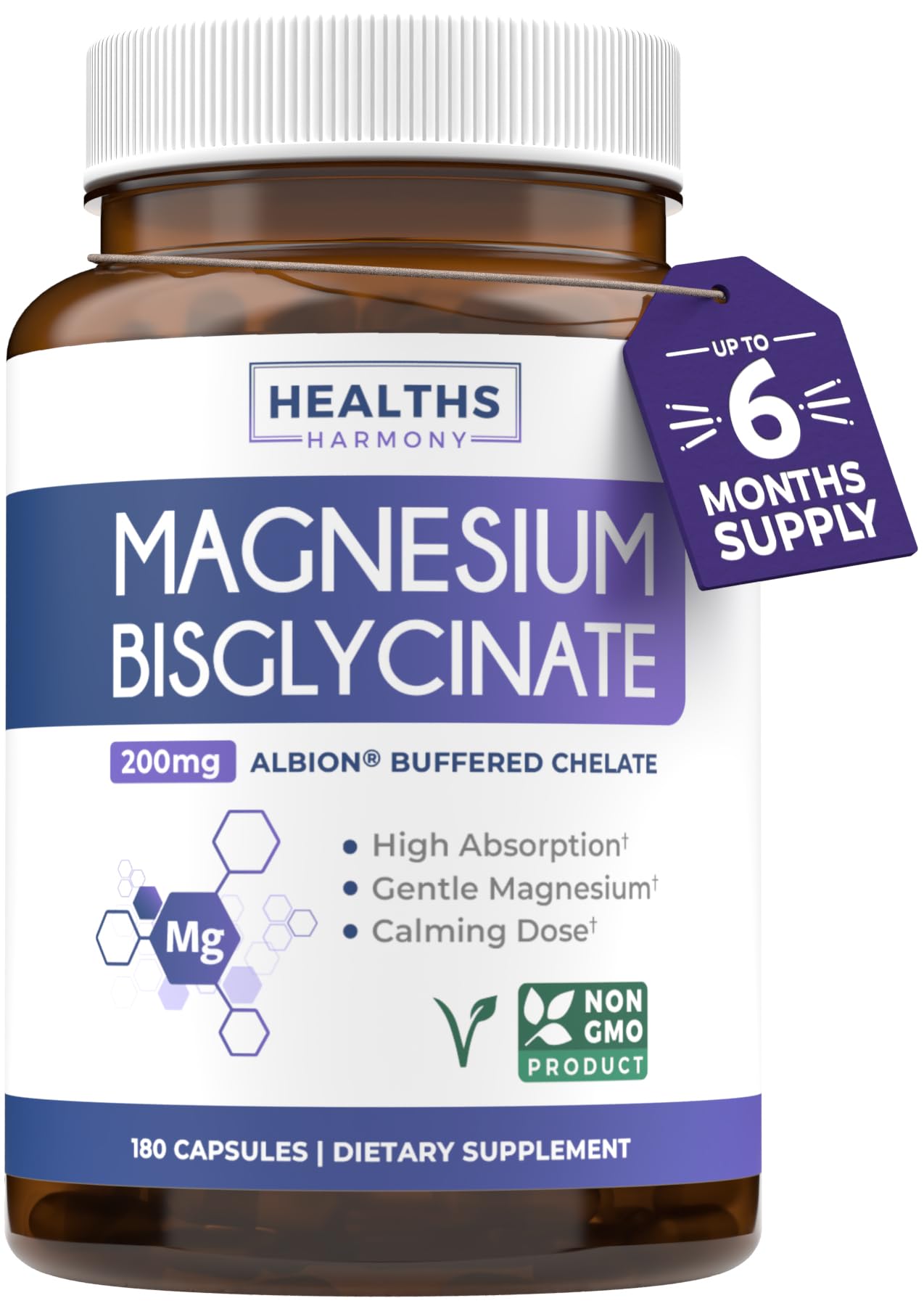 Healths Harmony Magnesium Bisglycinate Capsule 200mg, 180 Capsules