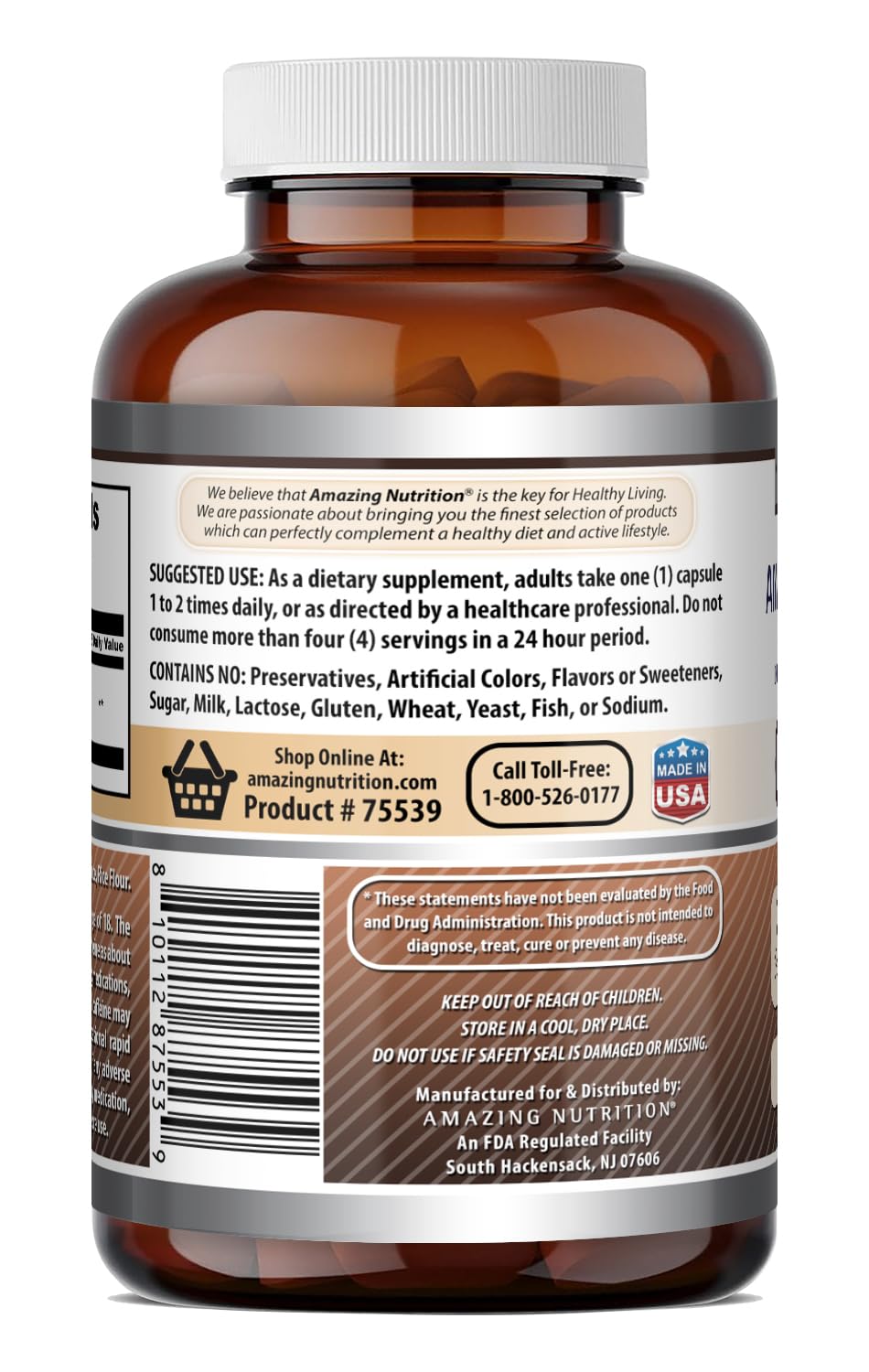 Amazing Nutrition Caffeine 200 Mg per Serving Capsules 500 Count