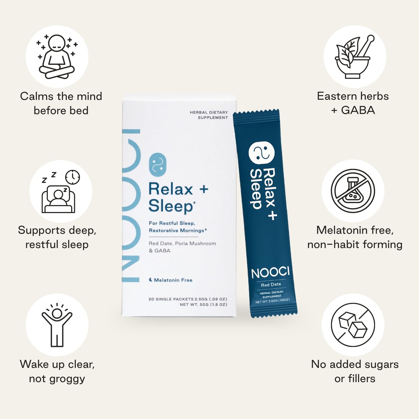 NOOCI Relax + Sleep Powder, 1.8 Ounce, 20 Sachets