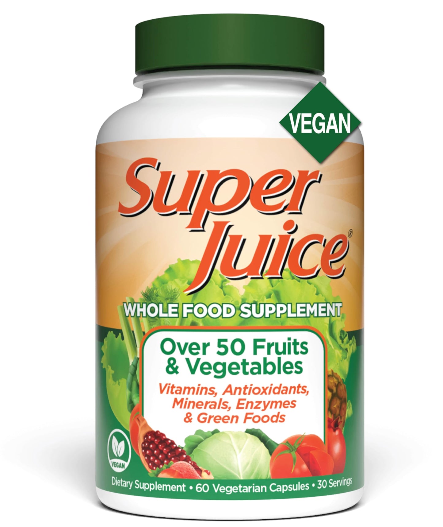 Super Juice Wholefood Vegetable & Fruit Supplement Capsule, 60 Count